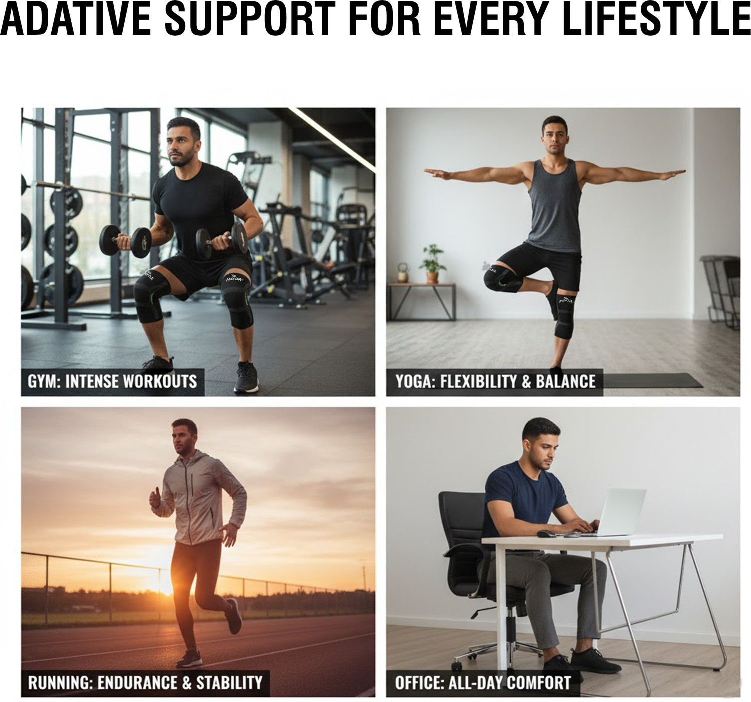 Image of MAYOR Knee Support for Men & Women | Pain Relief & Comfort for Gym, Running & Yoga Knee Support