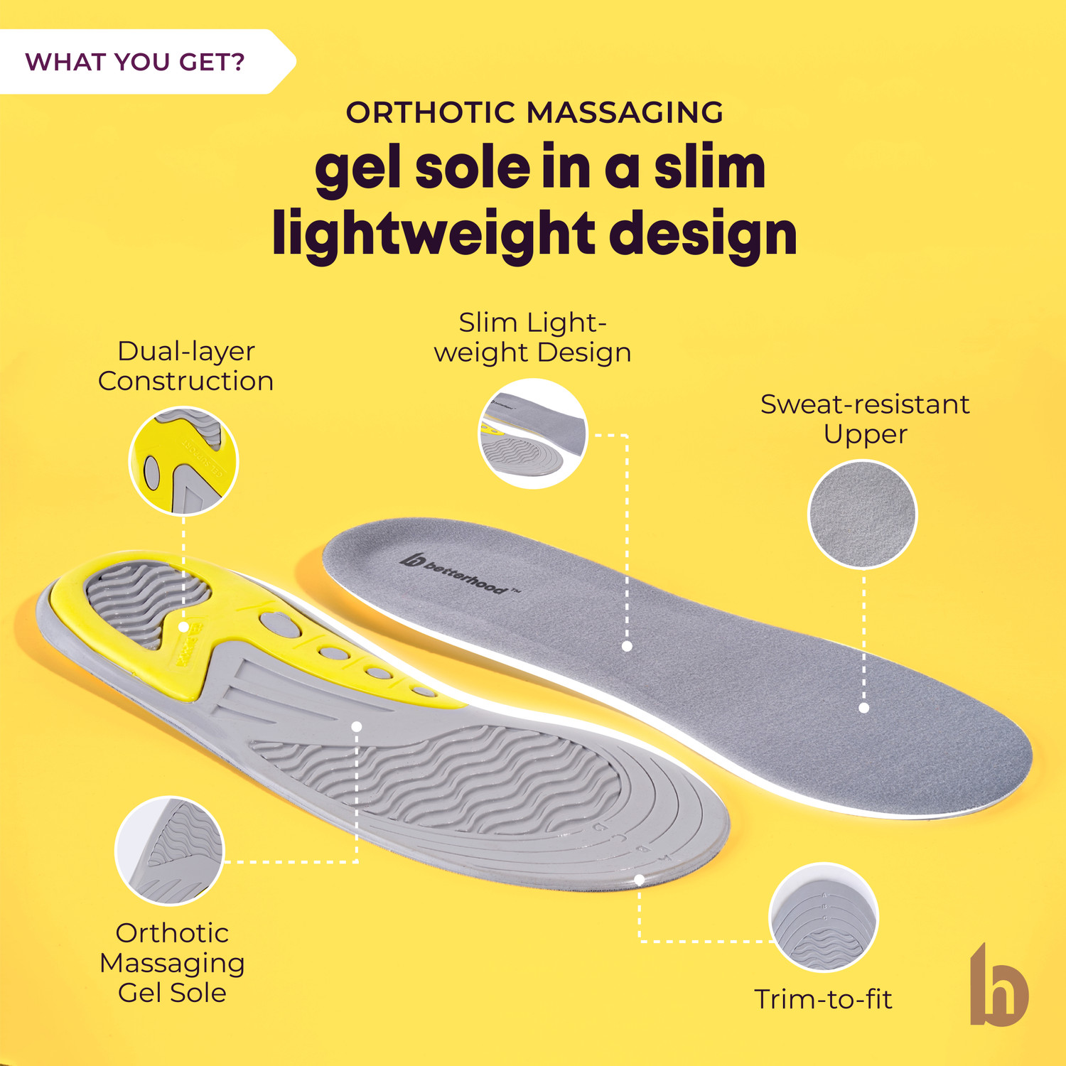 Image of betterhood PosturePro Dual Gel Shoe Inserts for Men, Women | Everyday Comfort Ergonomic Insole