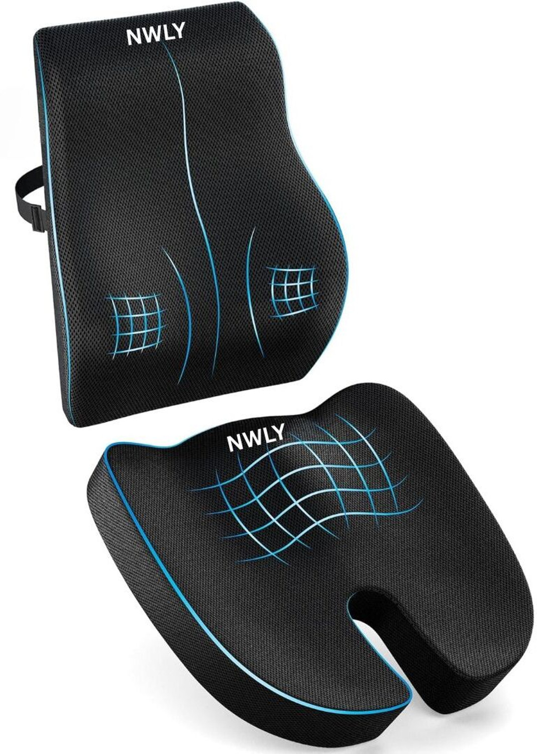Image of NWLY Coccyx Seat Cushion & Posture Corrector Backrest Cushion Combo Back Back / Lumbar Support