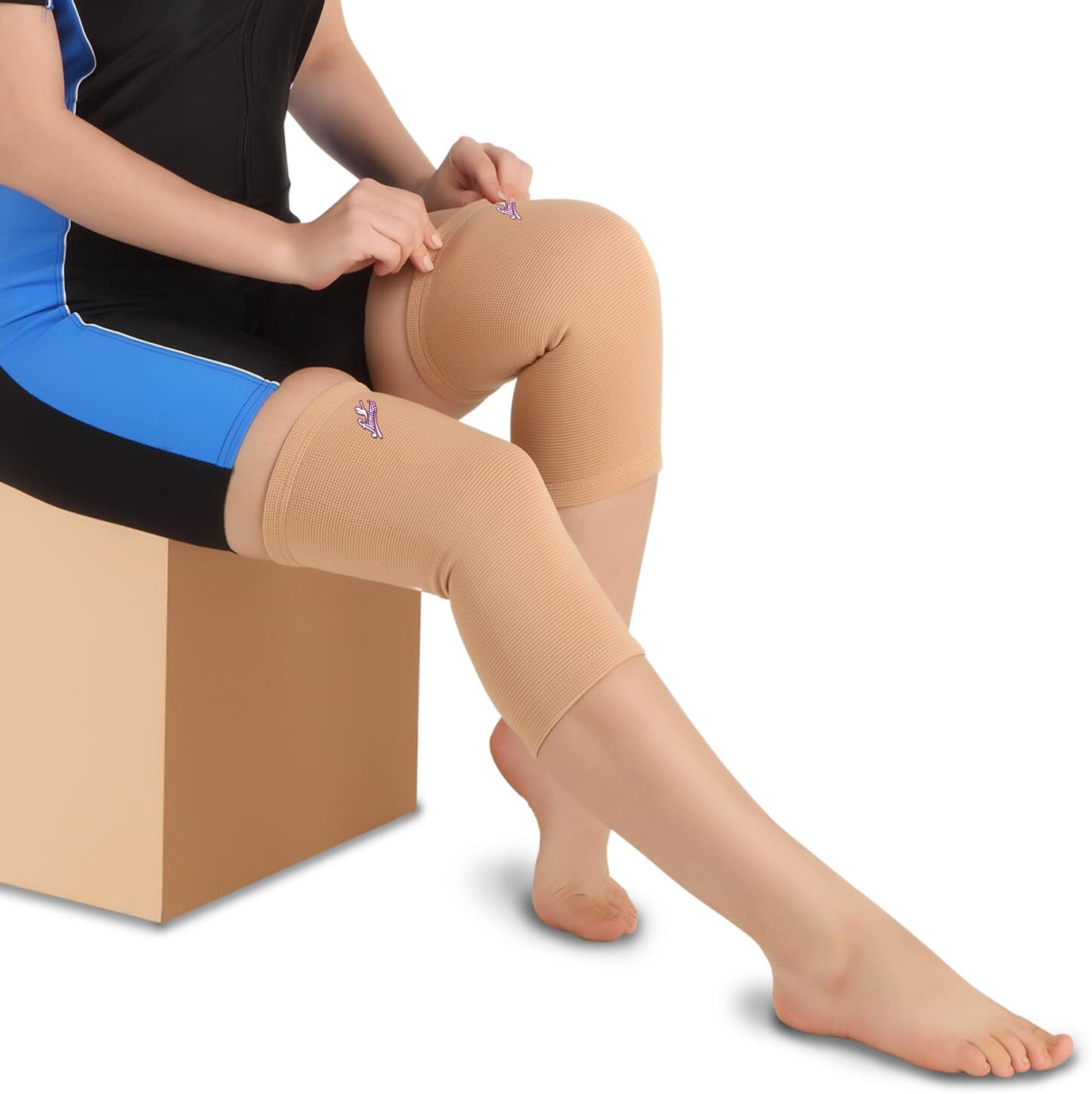 Image of FLAMINGO Knee Cap for Knee Pain for Women Men knee brace for Gym & Sports, Beige, Size M Knee Support