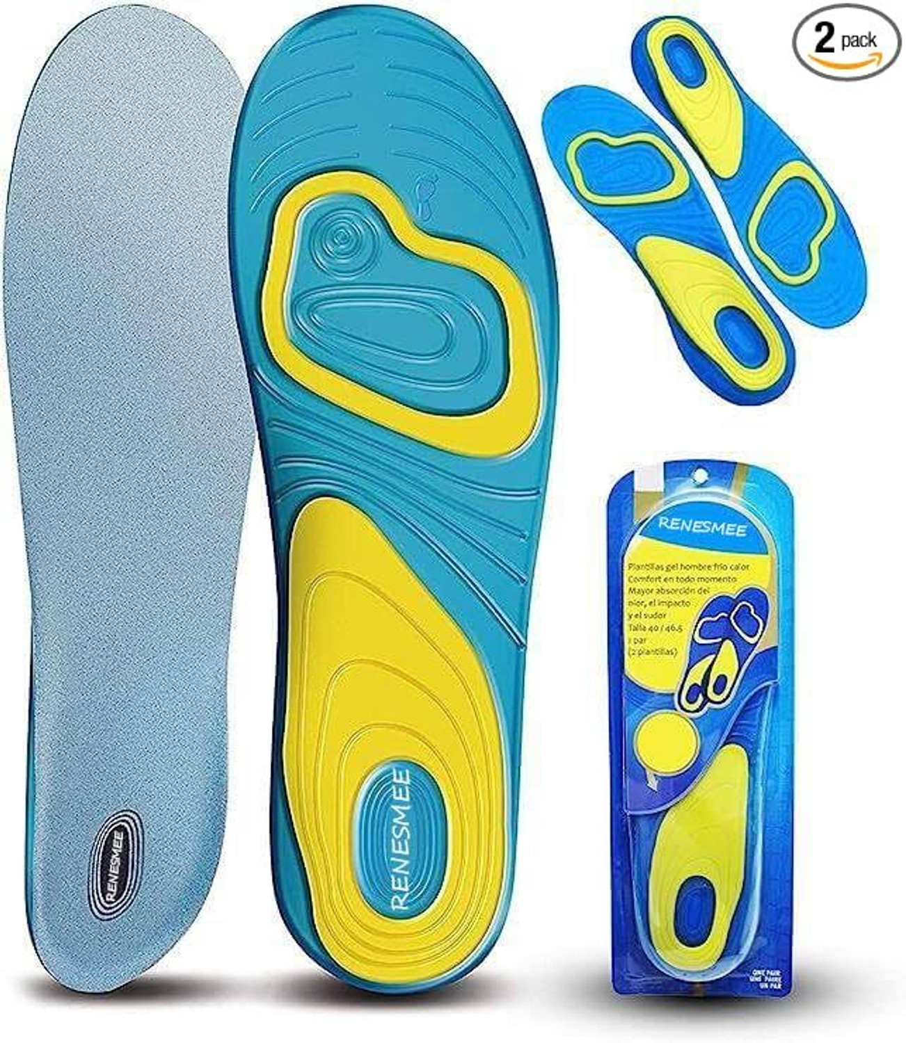 Image of JIRNDAL Gel Insole for Men & Women,Cuttable Foot Cushion Pads Heel Support