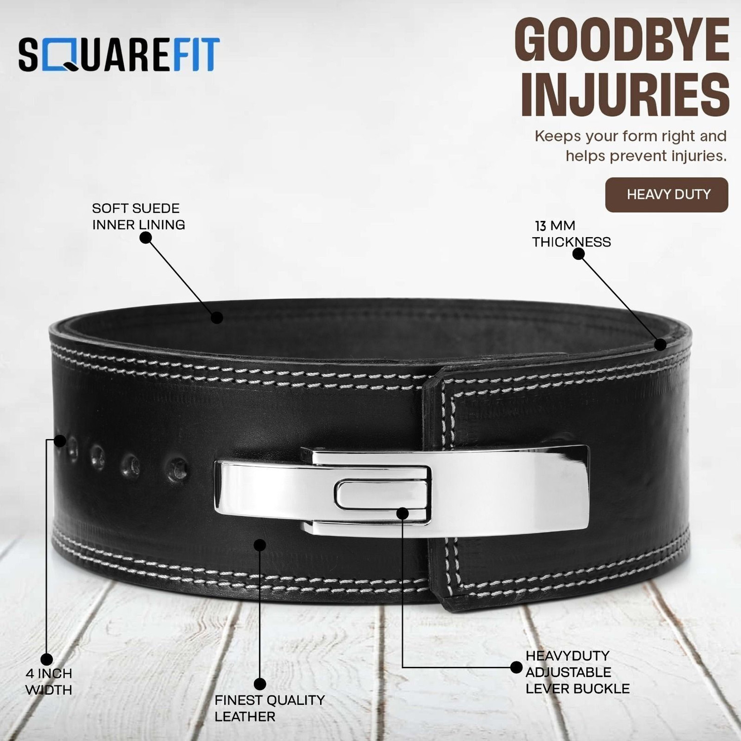 Image of squarefit Premium 10MM Weight Lifting Lever Belt -Power Lifting Belt for Men & Women Weight Lifting Belt (Multicolor)