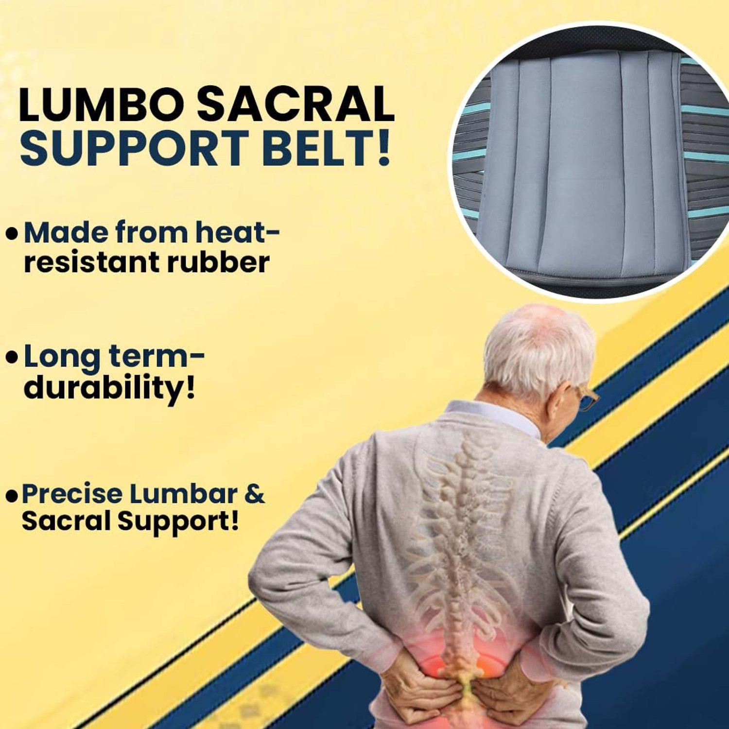 Image of Orthonexa LS Lumbar Support Belt for Back Pain Relief | Adjustable Waist Support Slip Disc Back / Lumbar Support