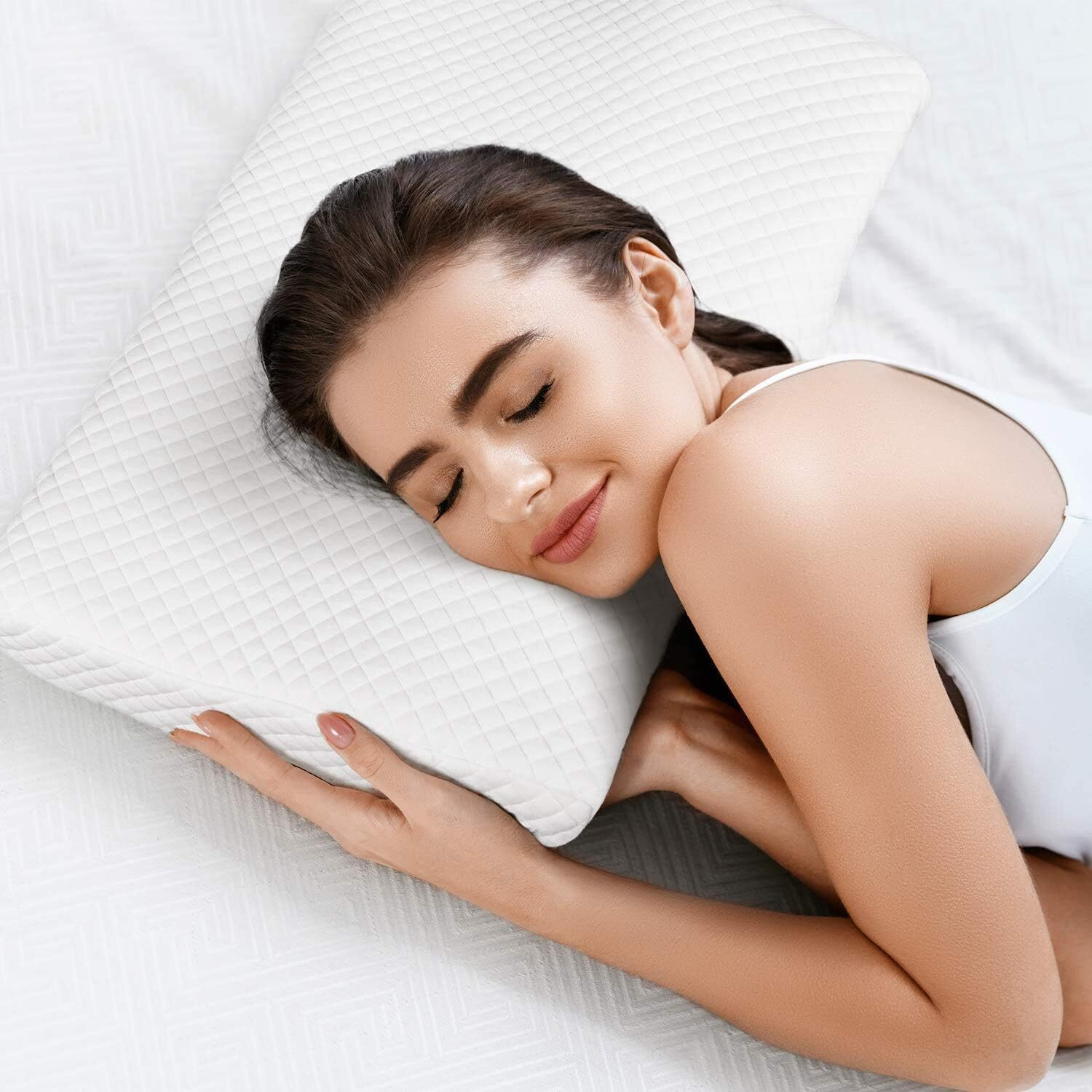 Image of HOMBOX Anatomic (Cervical Contour) Memory Foam Pillow White Cervical Pillow