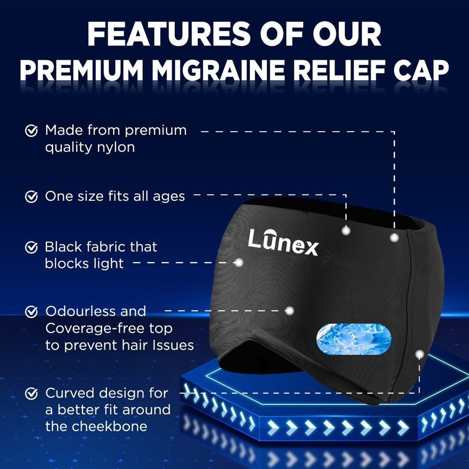 Image of Lunex Premium Migraine Relief Cap-Migraine Relief & Headache Relief cap|Head Support Head Support