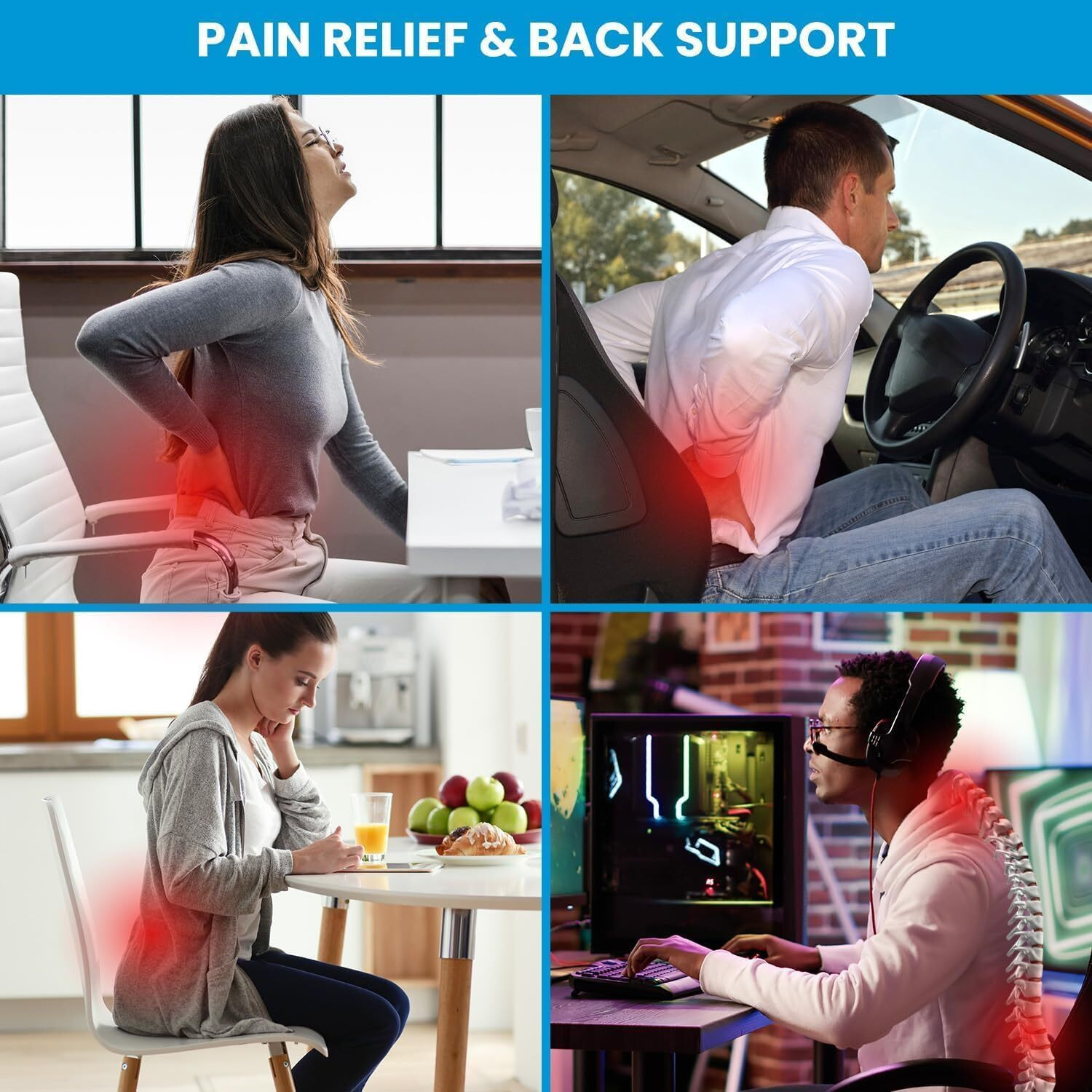 Image of FOBIXEN Memory Foam Lumbar Pillow Pack of 1 Solid