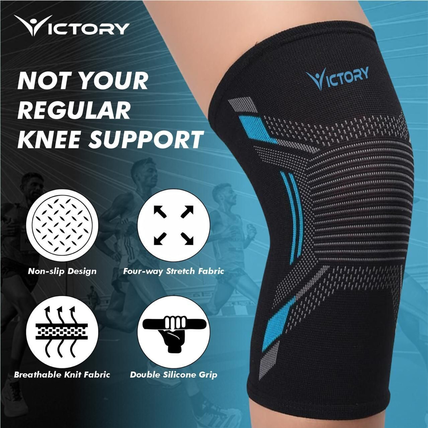 Image of VICTORY Knee Support For Exercise, Gym, Running, Yoga, Pain Relief Men & Women Knee Support
