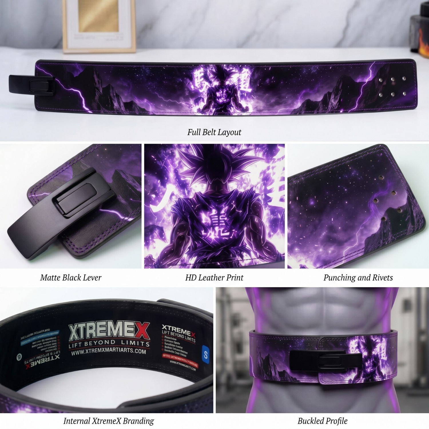Image of XtremeX 13mm Void Lightning Powerlifting Lever with Buckle for Men and Women (L) Weight Lifting Belt