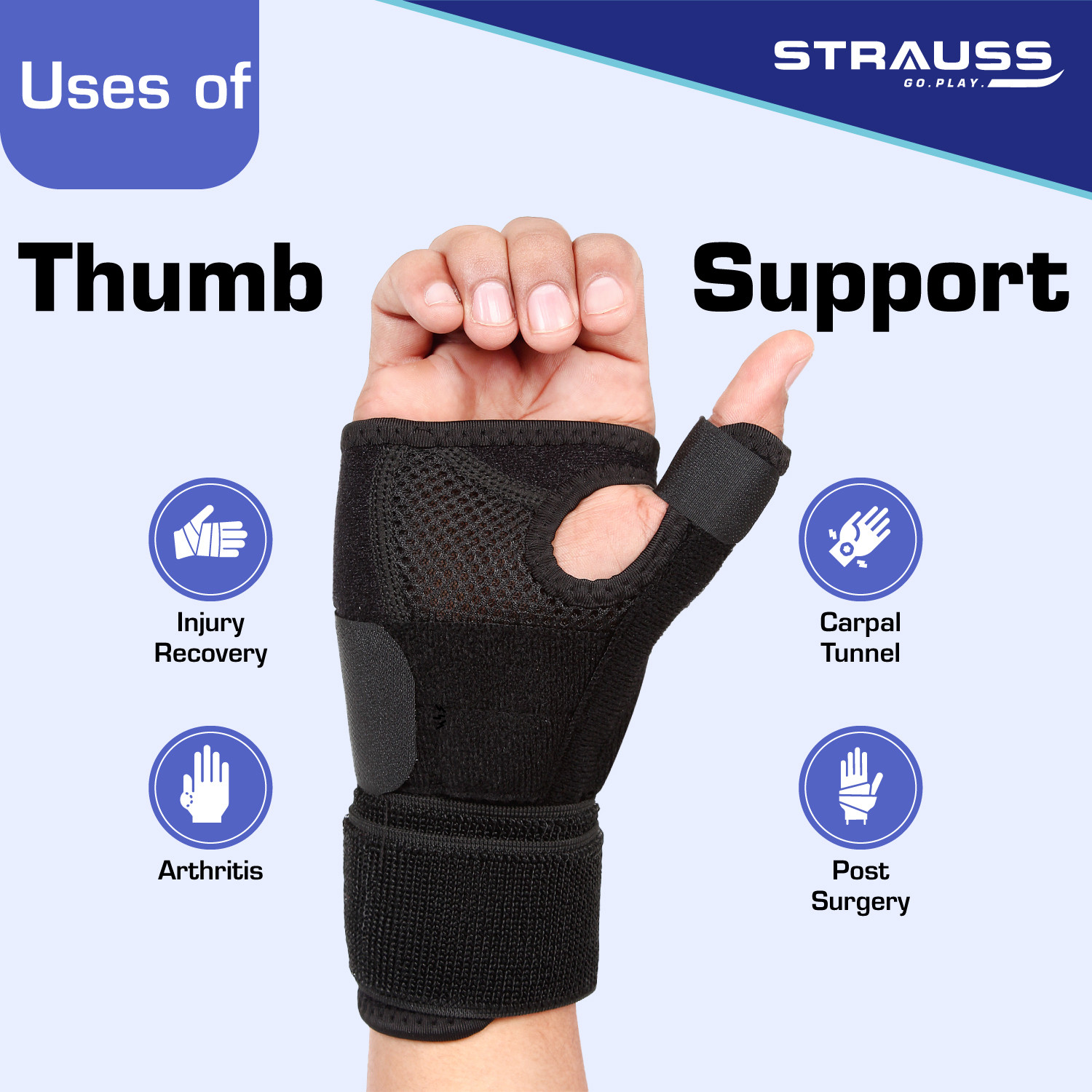 Image of Strauss Thumb Support with Wrist Wrap | Wrist Support | Gym Support Wrist Support