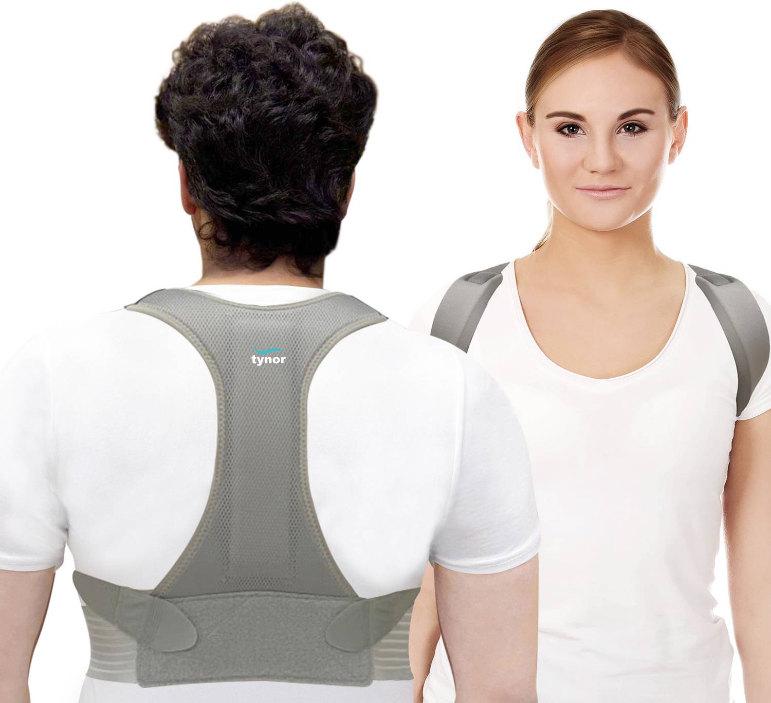 TYNOR Posture Corrector, Grey, Small - Image 1