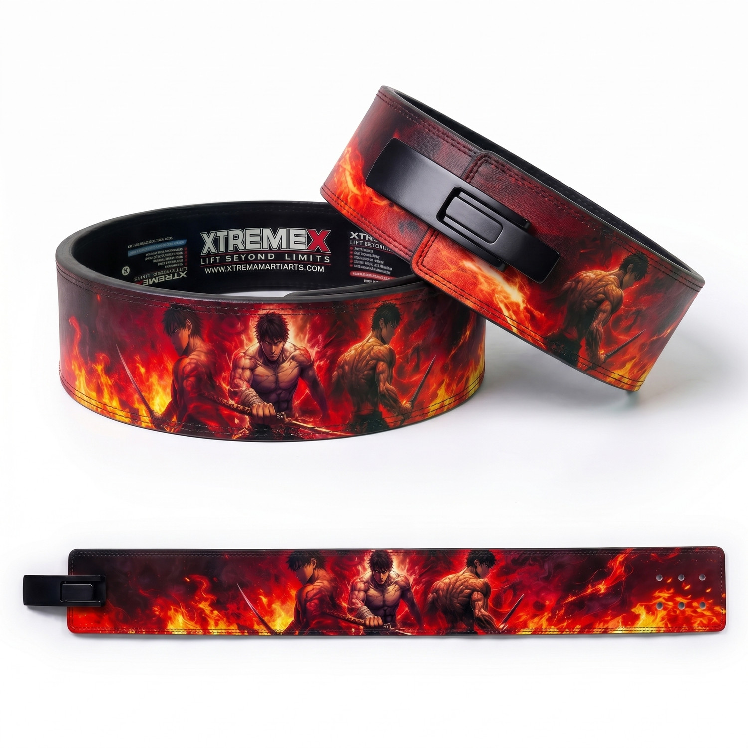 Image of XtremeX 13mm Inferno Blade Powerlifting Lever with Buckle for Men and Women (L) Weight Lifting Belt