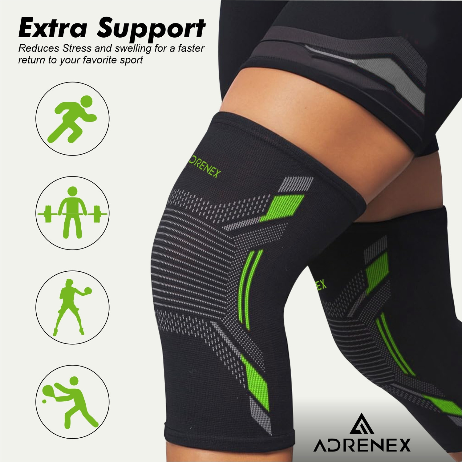 Image of Adrenex Knee Support For Exercise, Gym, Running, Yoga, Pain Relief Men & Women Knee Support