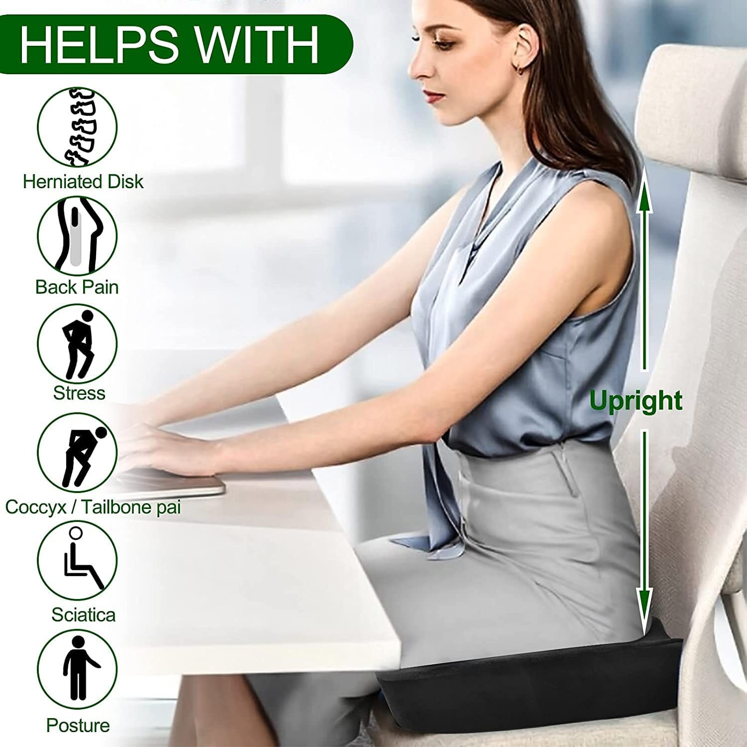Image of POSTURO Coccyx Cushion for Tailbone & Lower Back Pain Relief Lumbar Support for Sitting Back / Lumbar Support