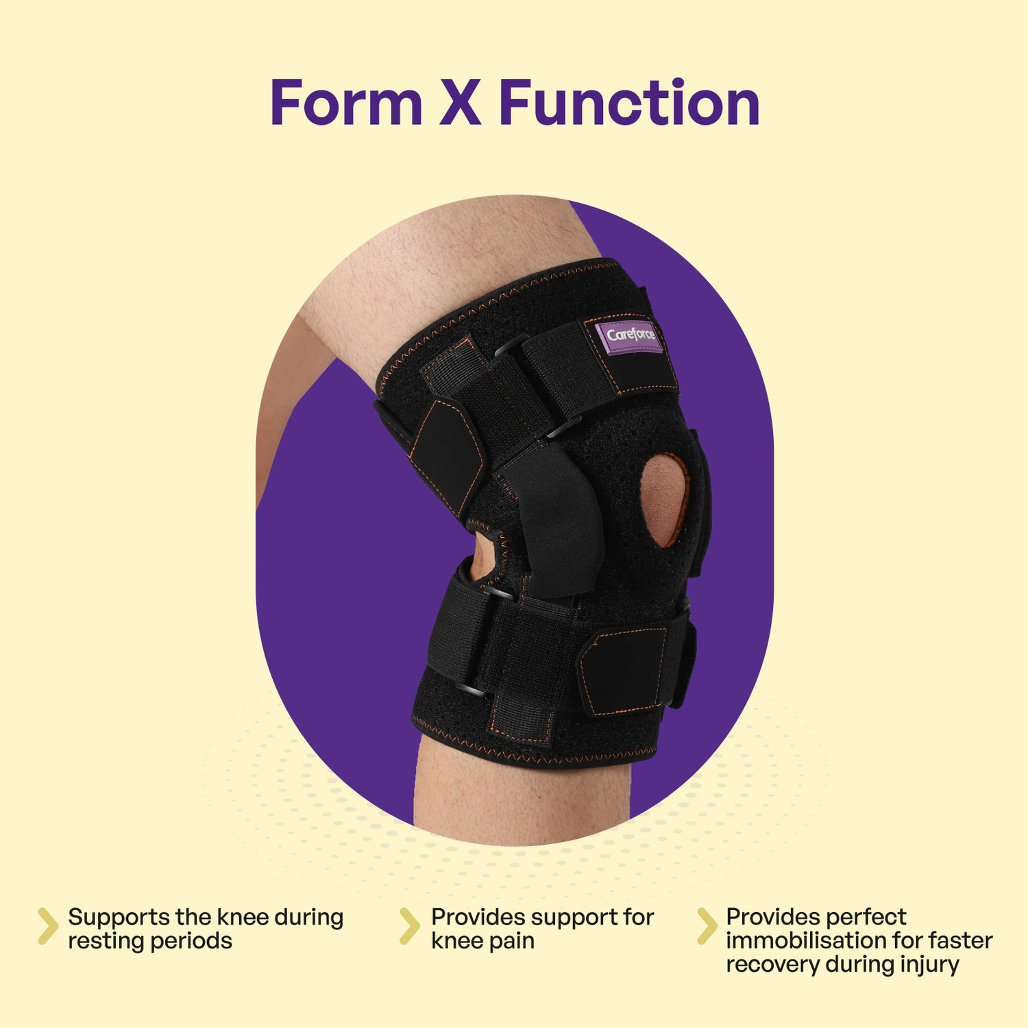 Image of Careforce - The Force Behind Your Health knee cap for men women knee support brace band sleeves wrap for knee pain relief Knee Support (Black)