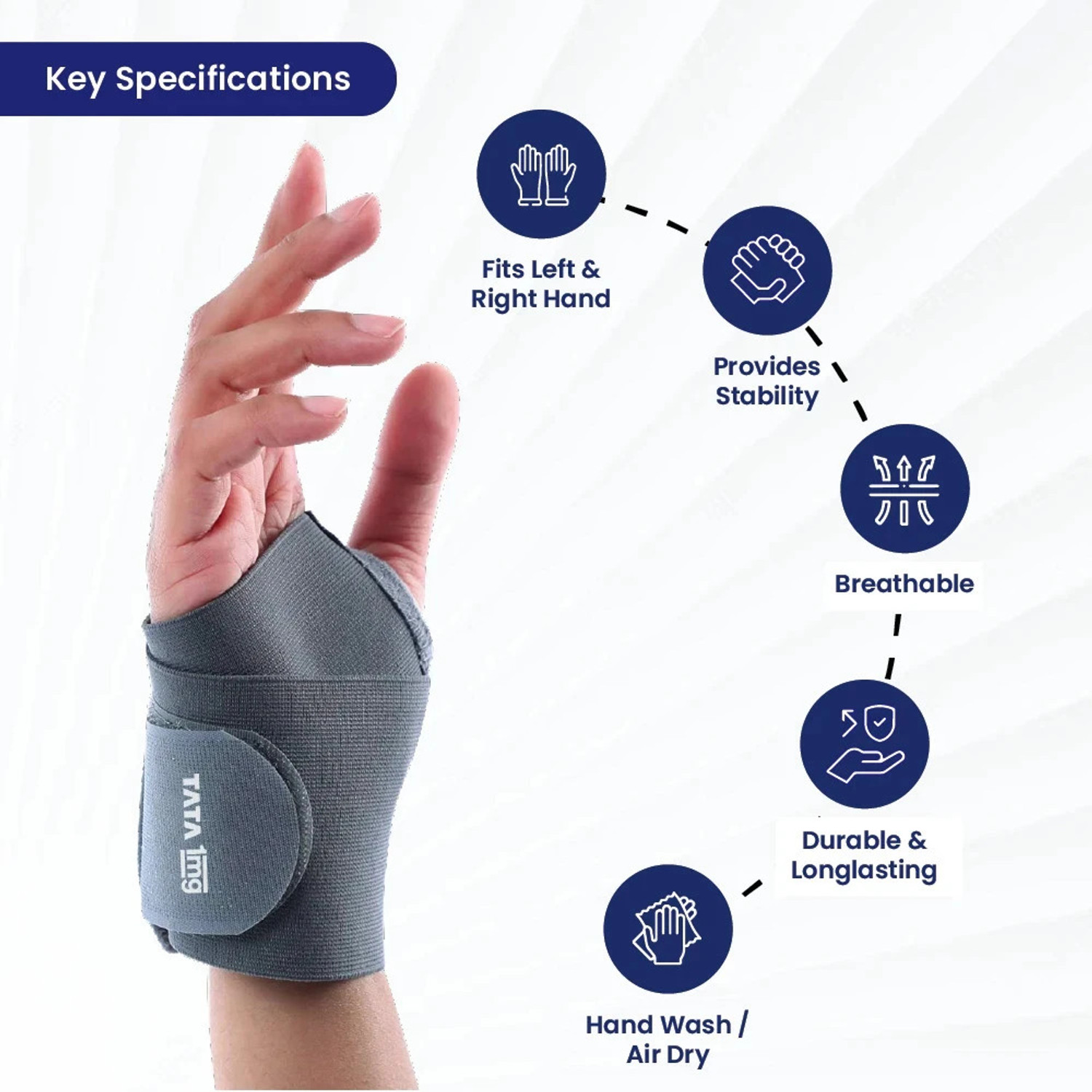 Image of TATA 1mg Wrist Support with Thumb (Universal) Wrist Support