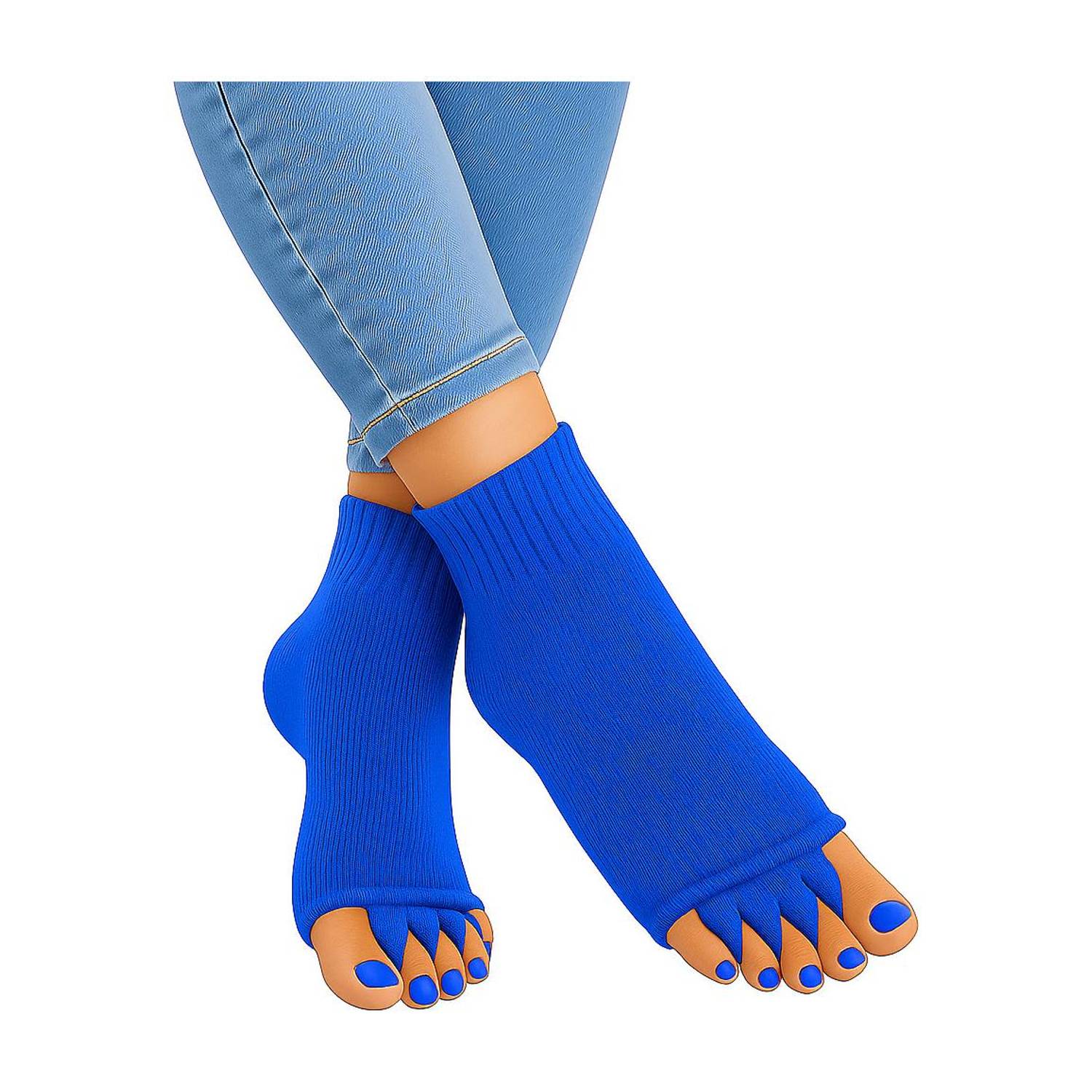 BERYX Cotton Foot Alignment Socks I Finger Toe Separator I Free Size for Men & Women Foot Support
