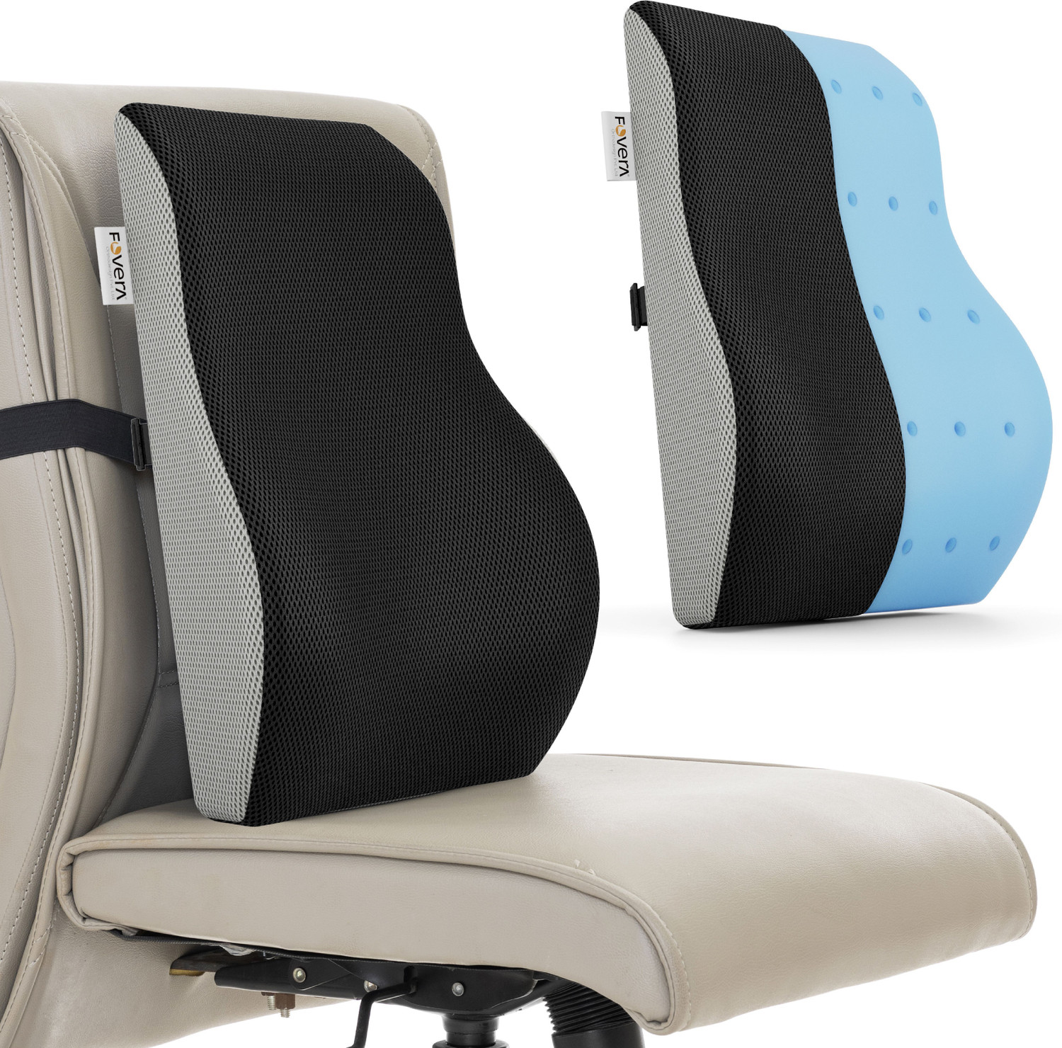 Image of FOVERA Backrest Cushion Pillow for Chair & Car, Orthopedic Memory Foam Back / Lumbar Support