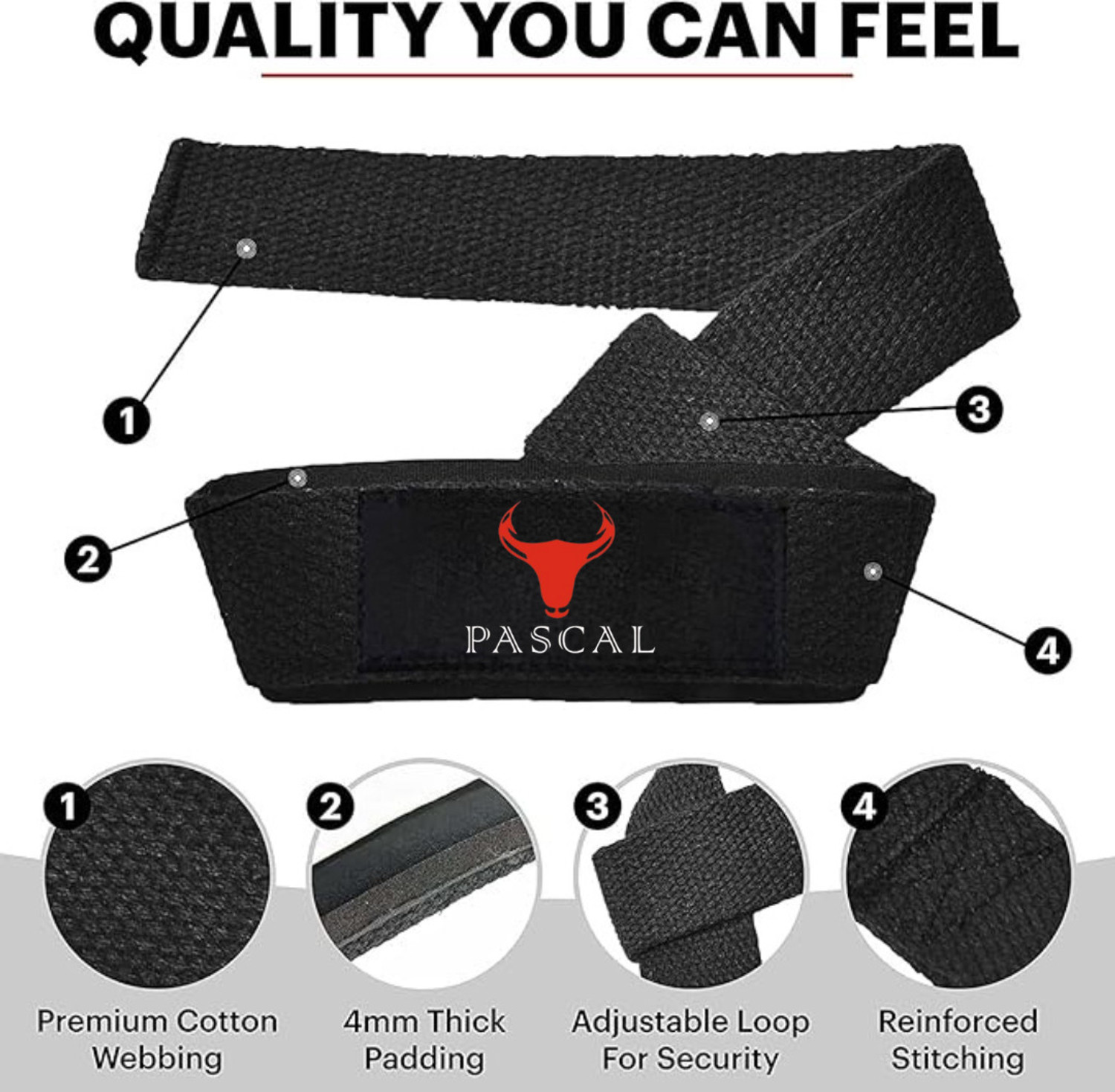 Image of Pascal Weight Lifting Straps Soft Padded Wrist Wrap Band , Strap For Gym Wrist Support