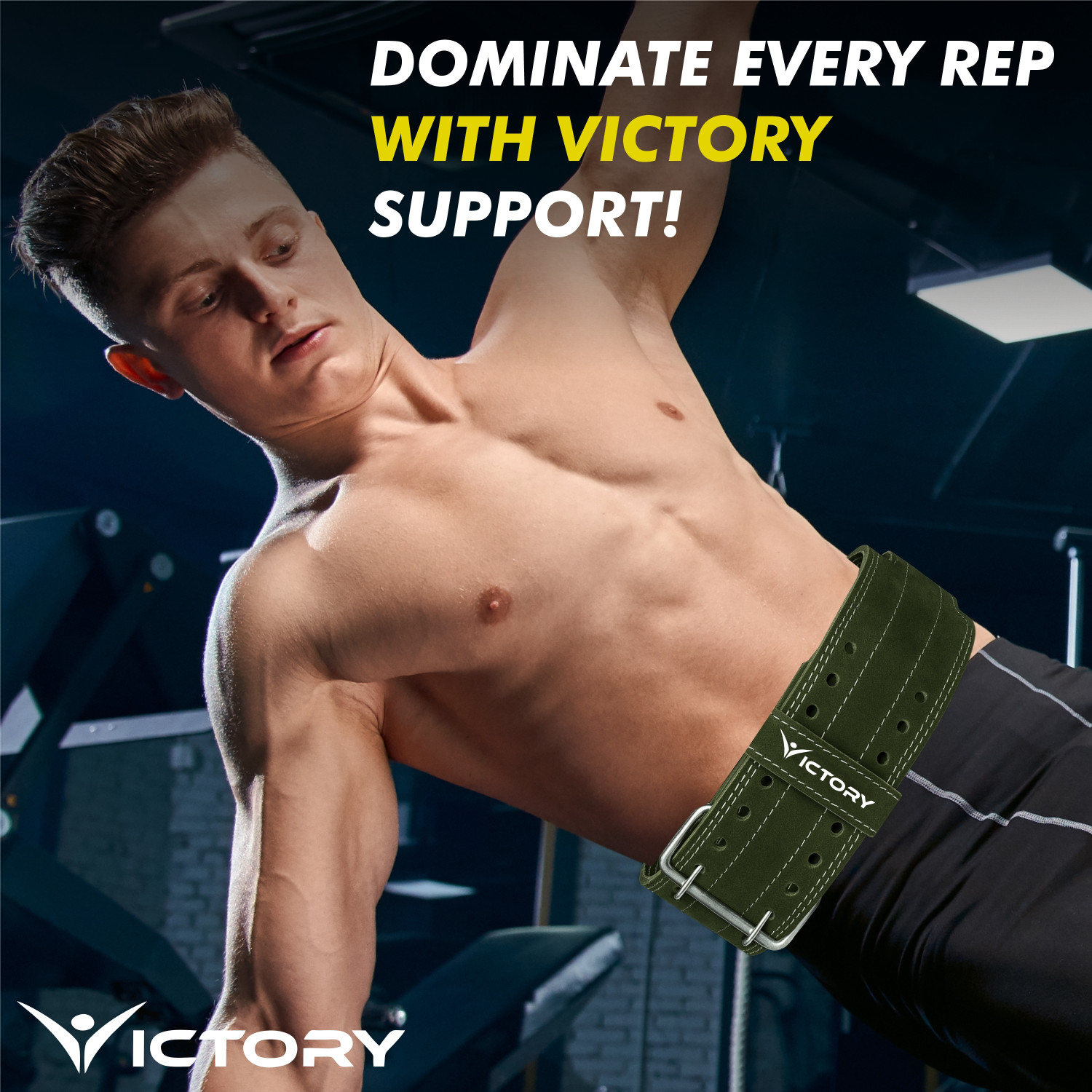 Image of VICTORY Genuine Leather Weight Lifting Belt Durable Comfortable Weight Lifting Belt