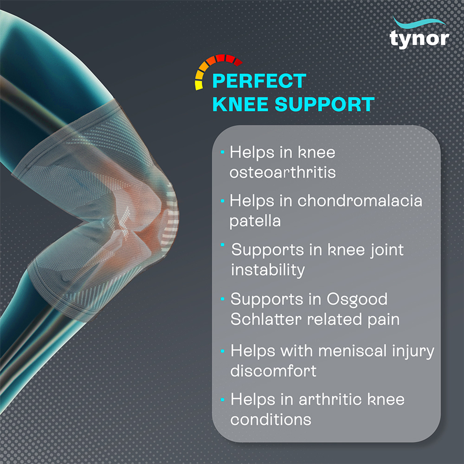 Image of TYNOR Knee Cap with Patellar Ring, Black & White, Small, 1 Unit Knee Support