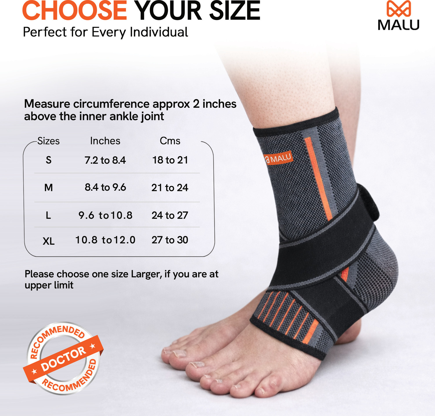 Image of Malu Healthcare Ankle Binder for Pain Relief Unisex Adjustable Ankle Brace with Elastic Strap Ankle Support