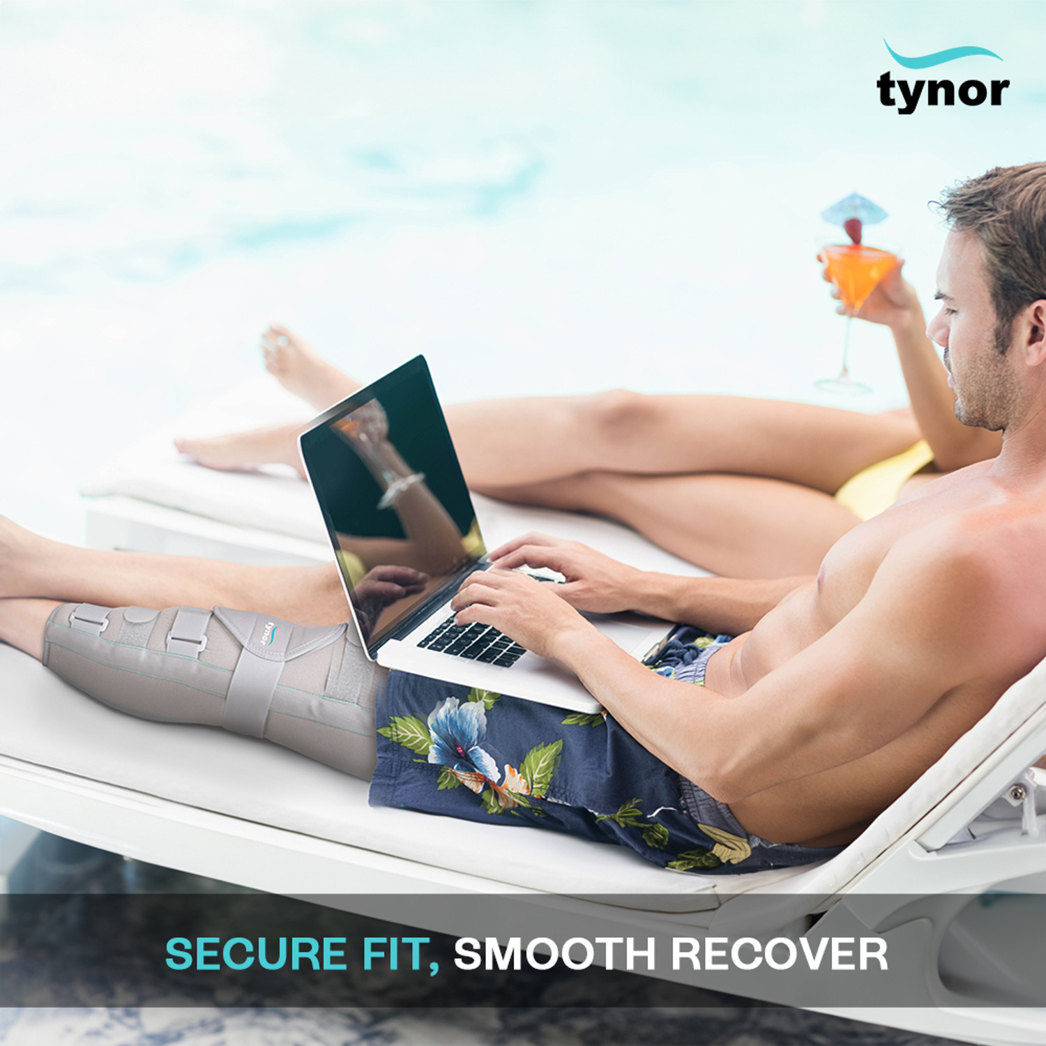 Image of TYNOR Knee Immobiliser 22 inch /56cm, Grey, Large, 1 Unit Knee Support