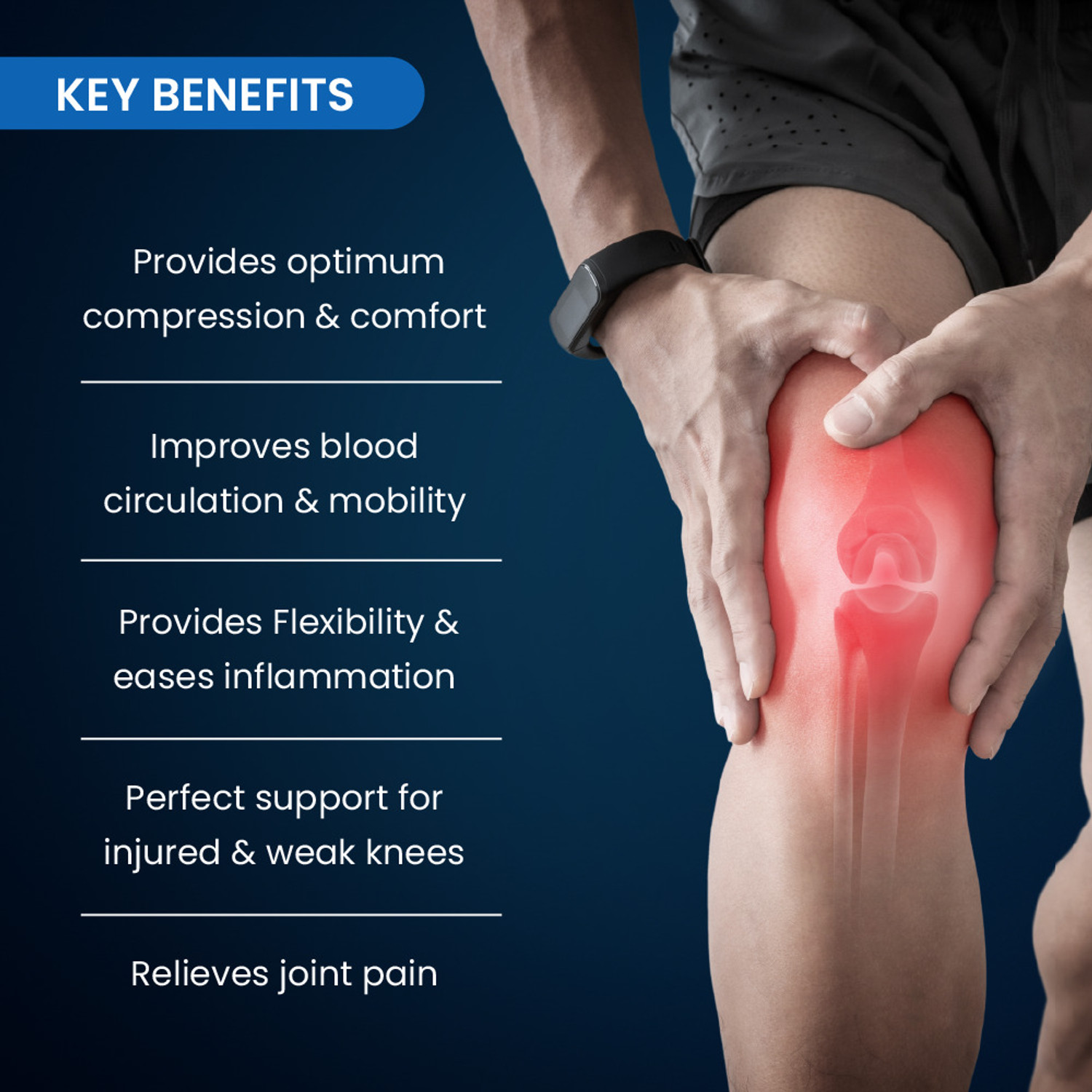 Image of TATA 1mg Knee Cap Support For Sports, Exercise & Pain Relief Knee Support