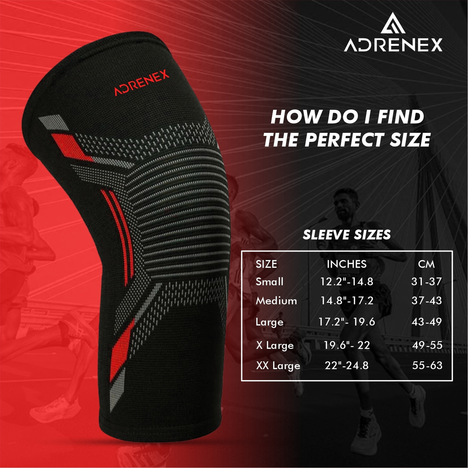 Image of Adrenex Knee Support For Exercise, Gym, Running, Yoga, Pain Relief Men & Women Knee Support