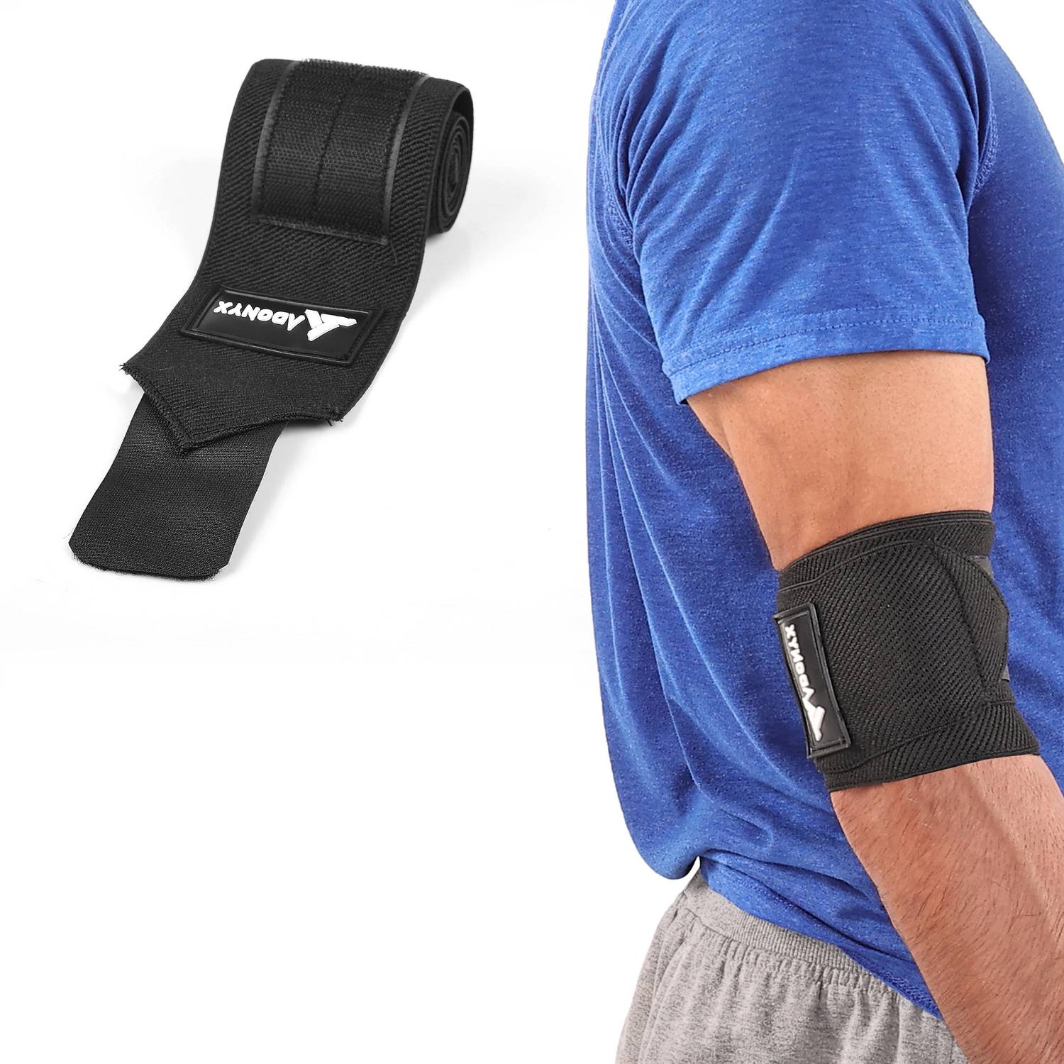 ADONYX Weightlifting Elbow Wraps (1 Pcs) - Flexible Elbow Compression Strap Joint Elbow Support