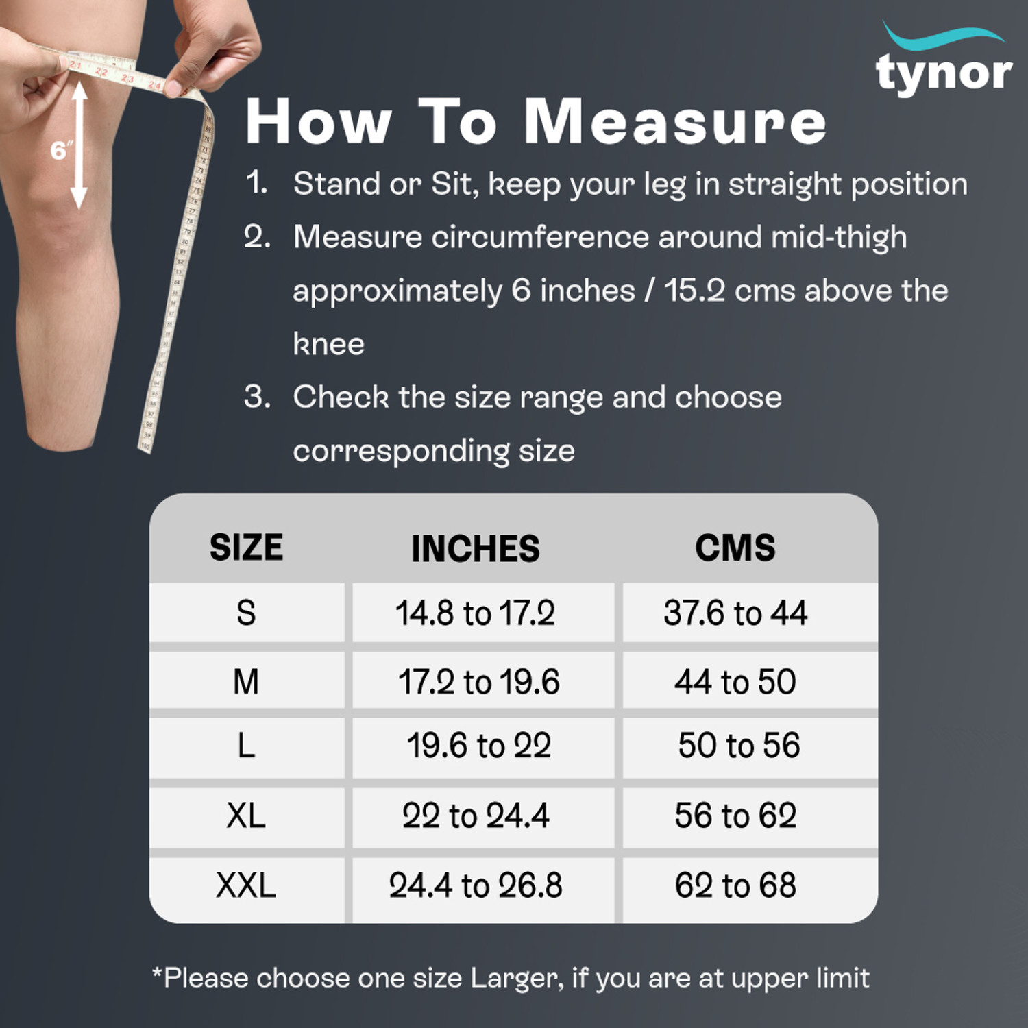 Image of TYNOR Knee Immobiliser 22 inch /56cm, Grey, Large, 1 Unit Knee Support