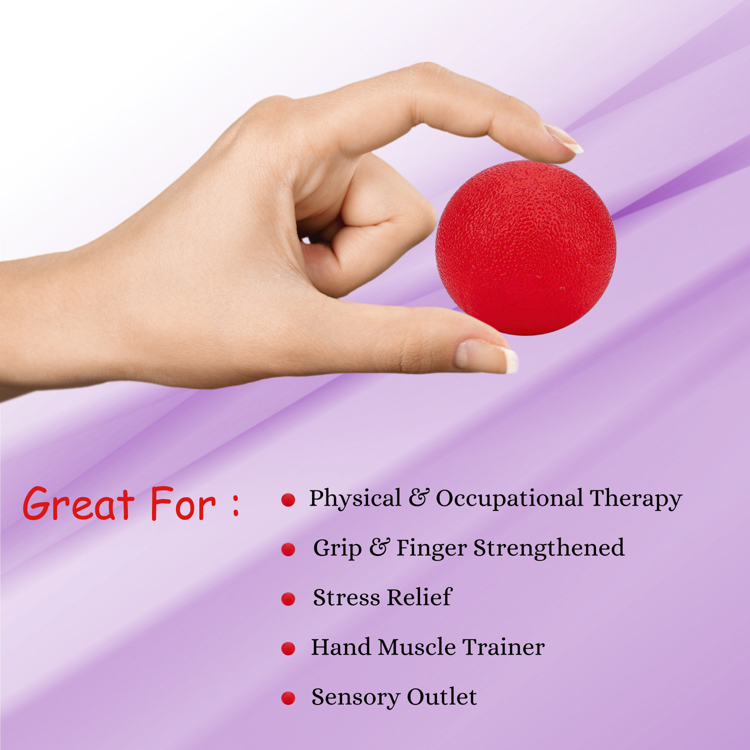 Image of Wonder Care Hand Grip Stress Relief Ball for Exercise Therapy & Finger Strength Trainer Finger Support