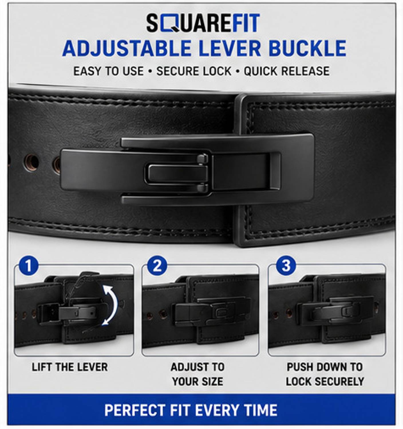 squarefit Premium Adjustable Weightlifting Lever Belt - Image 3