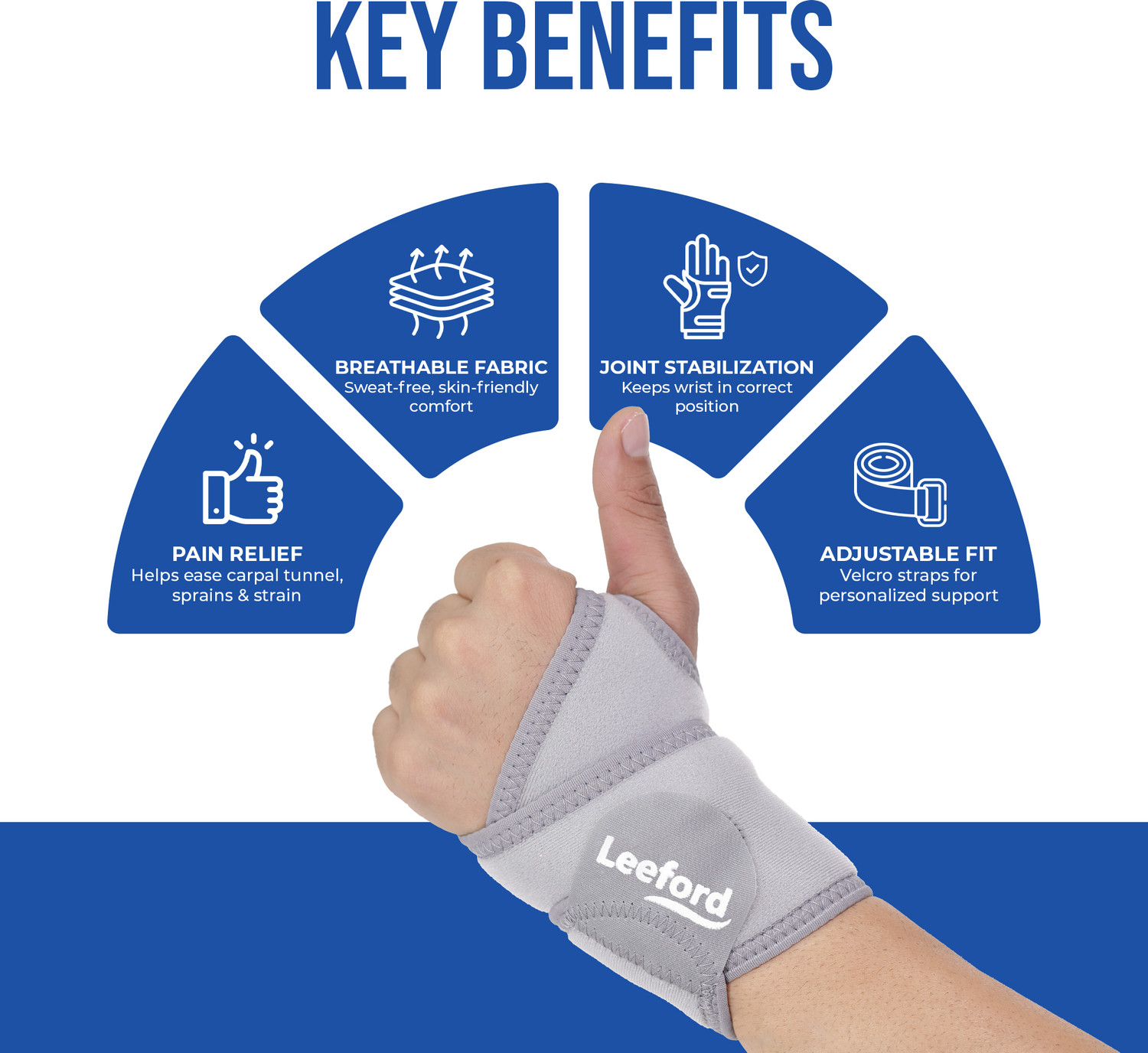Image of Leeford Wrist Brace With Thumb | Adjustable & Better Grip for Pain Relief Wrist Support