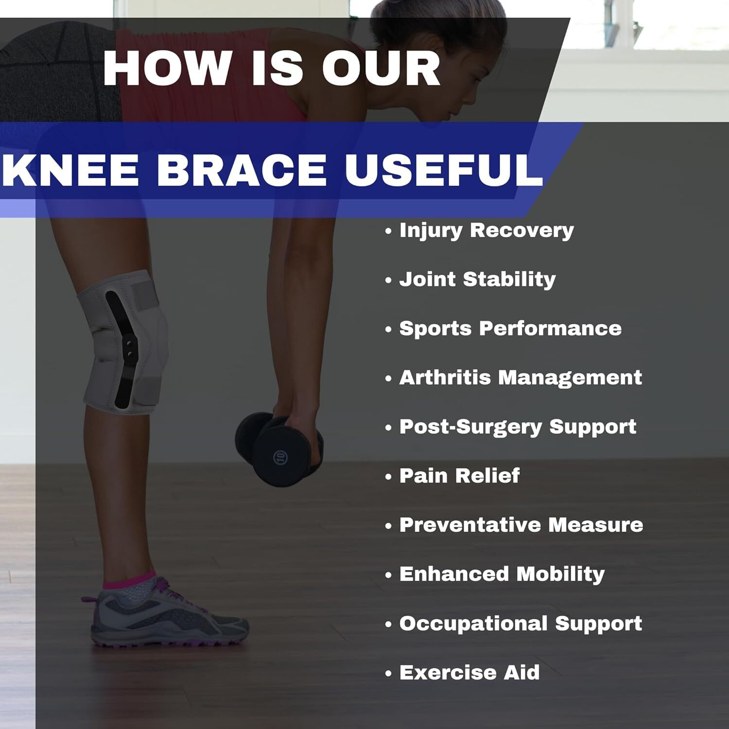 Image of Jarvis Adjustable Knee Cap Support Brace For Knee Pain, Gym Workout, Running, Arthritis Knee Support