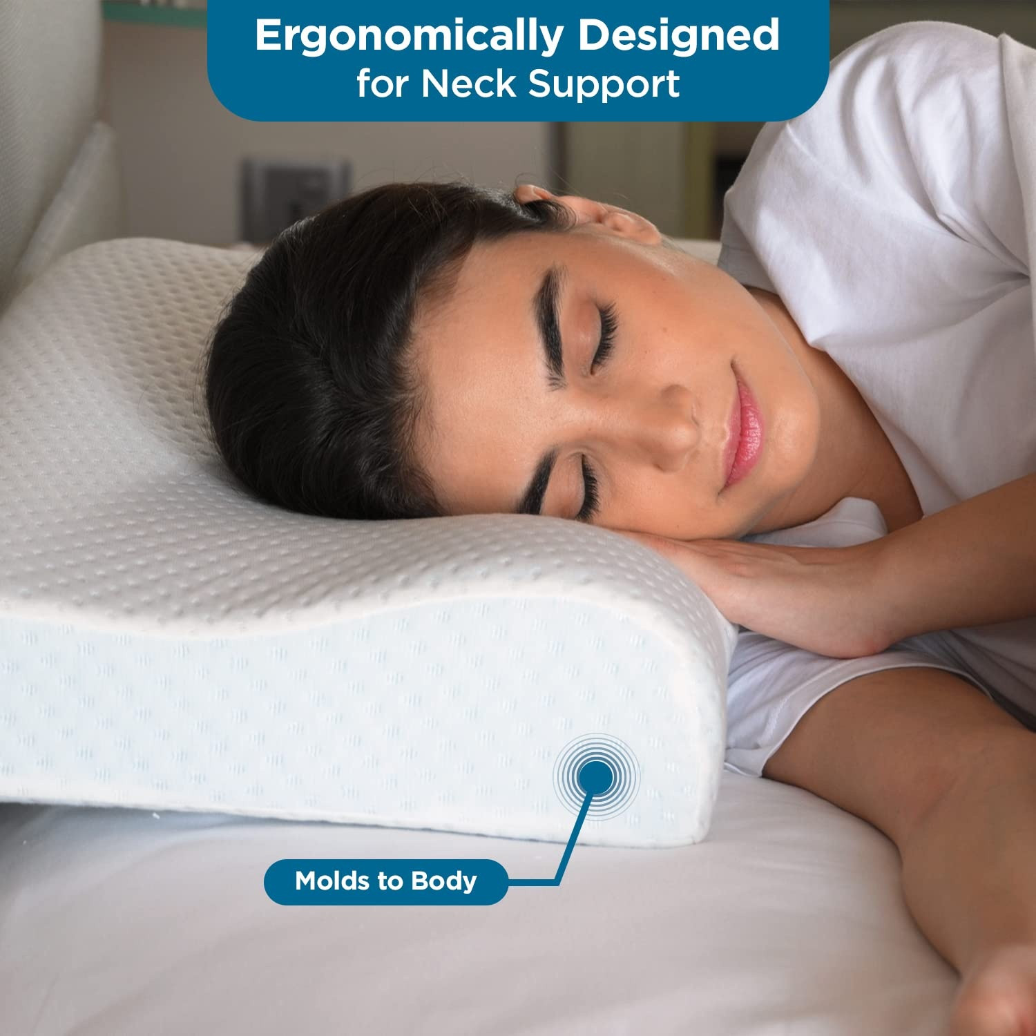 Image of PRATIK MARKETING Memory Foam Pillow Contour Cervical Orthopedic Memory Foam Pillow For Neck Neck Support