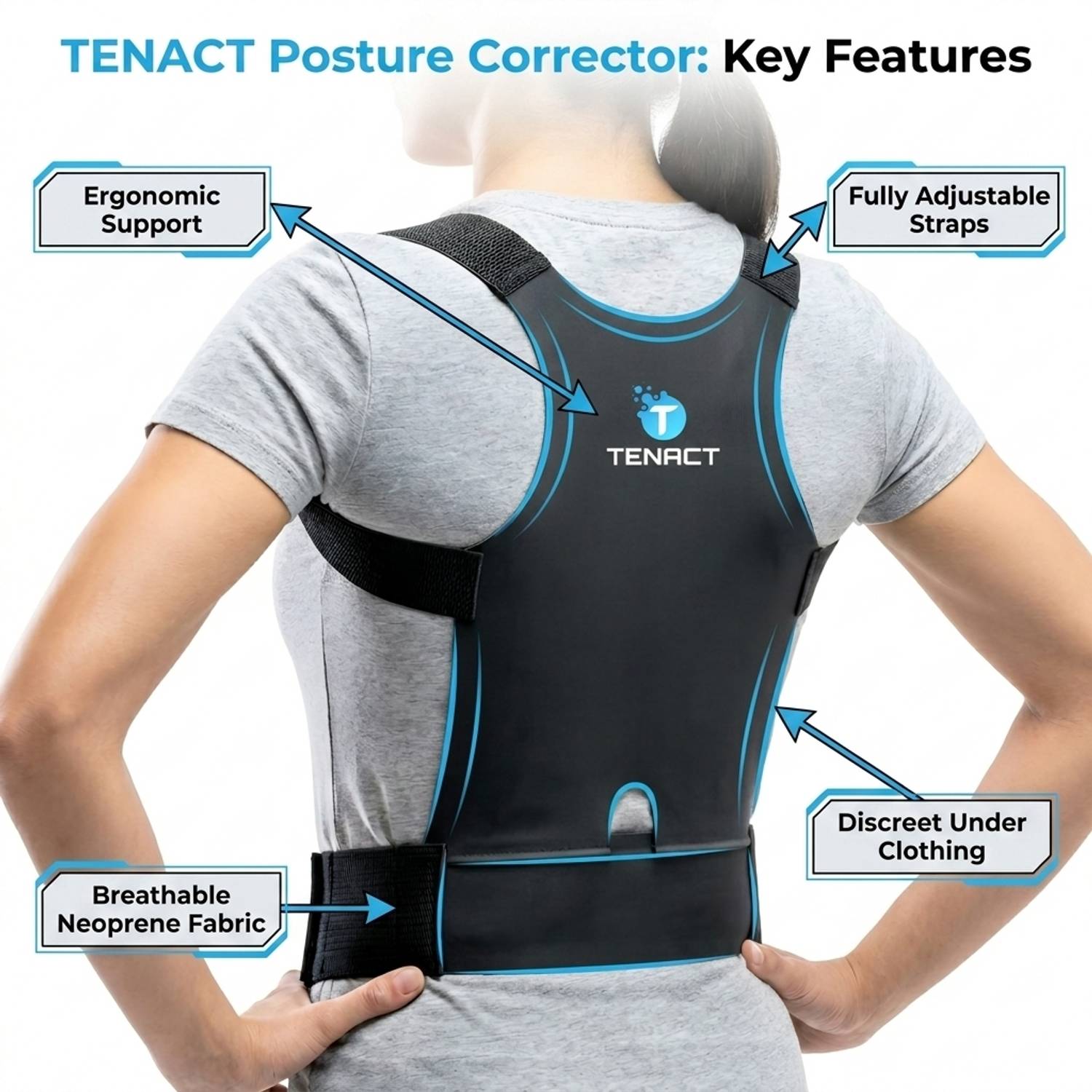 TENACT Adjustable Back Brace Posture Corrector - Image 2
