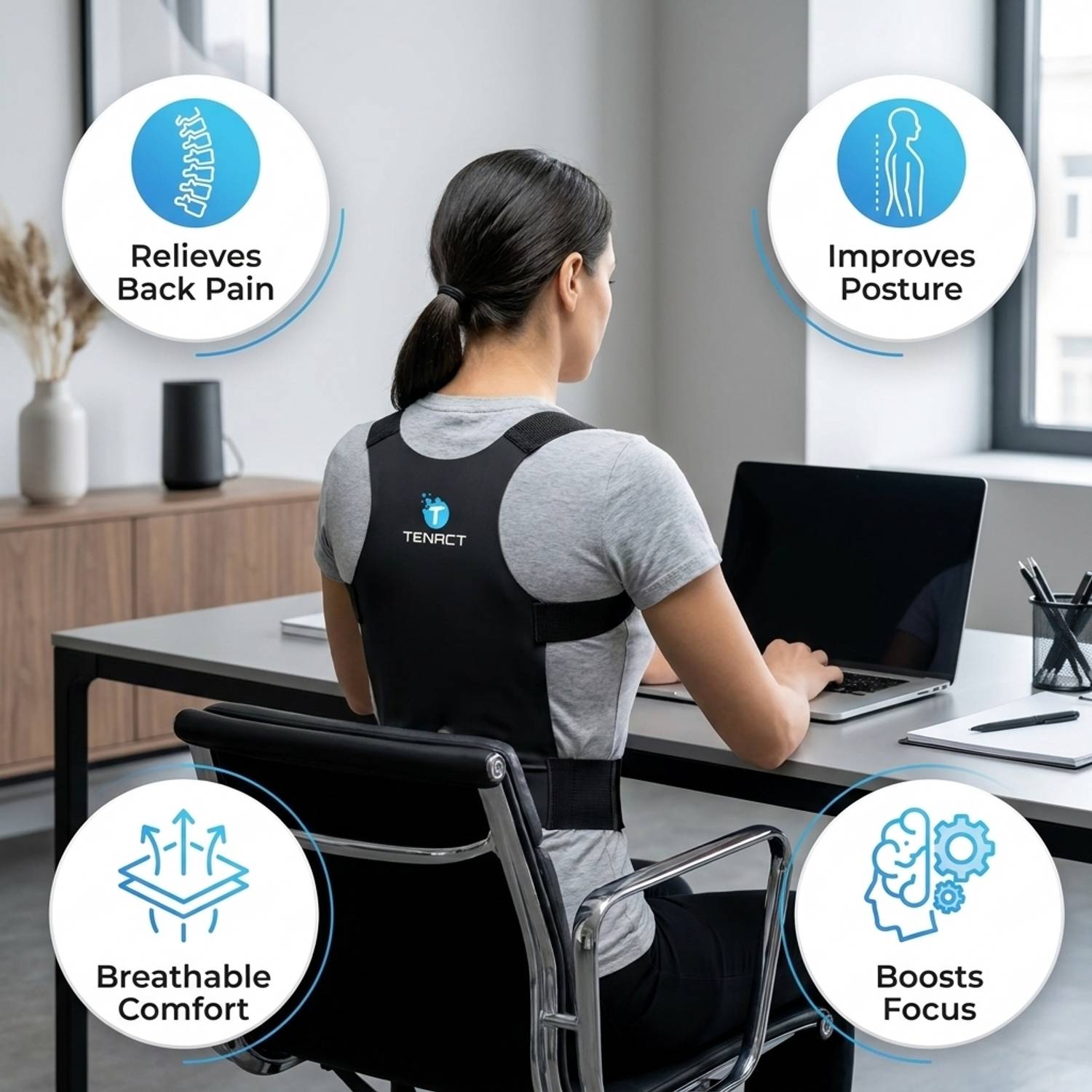 TENACT Adjustable Back Brace Posture Corrector - Image 3