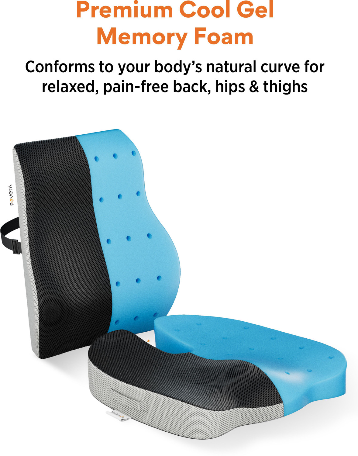Image of FOVERA Memory Foam Tailbone Pain & Back Support Seat Cushion Combo for Chair, Back / Lumbar Support