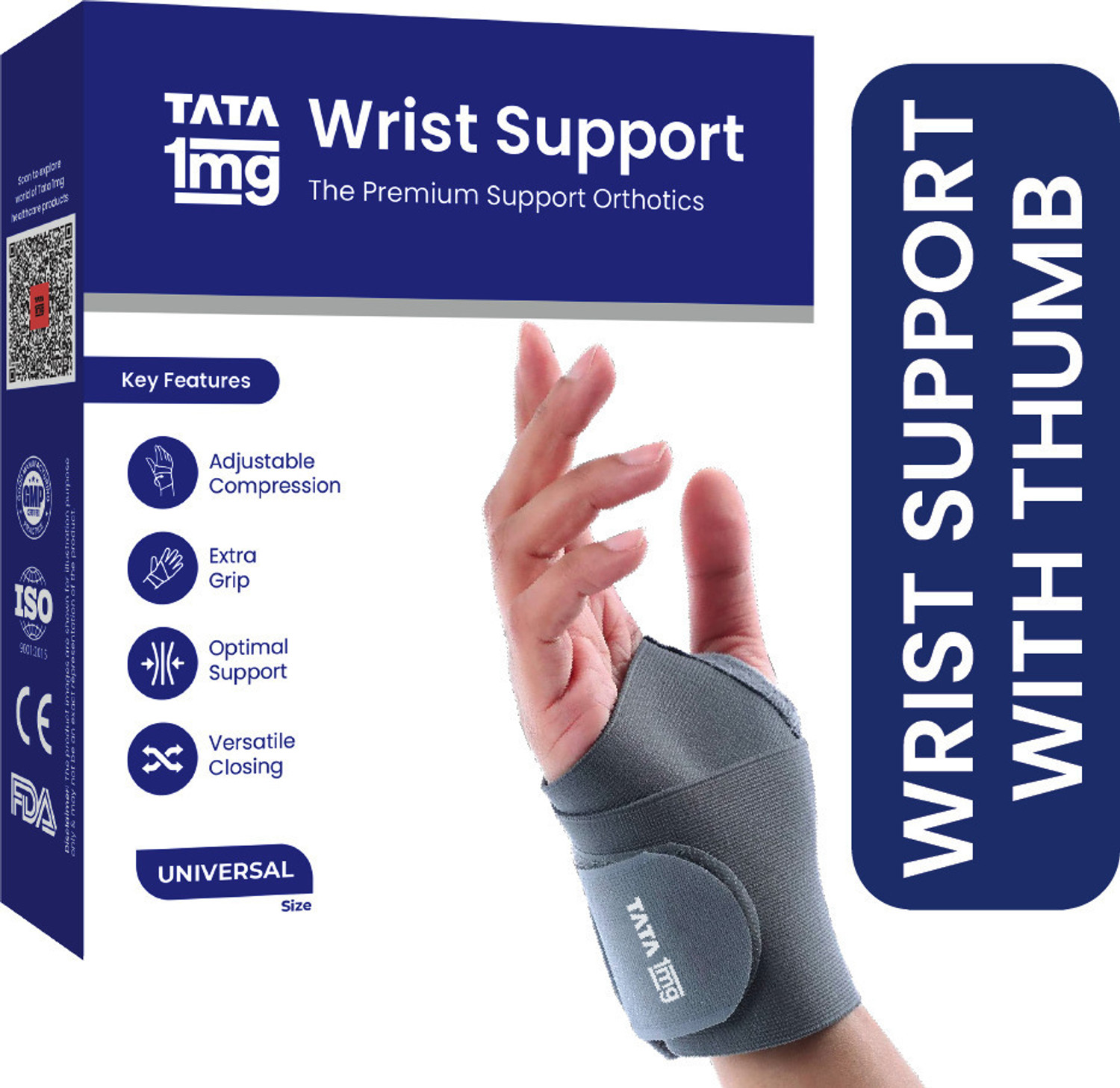 Image of TATA 1mg Wrist Support with Thumb (Universal) Wrist Support