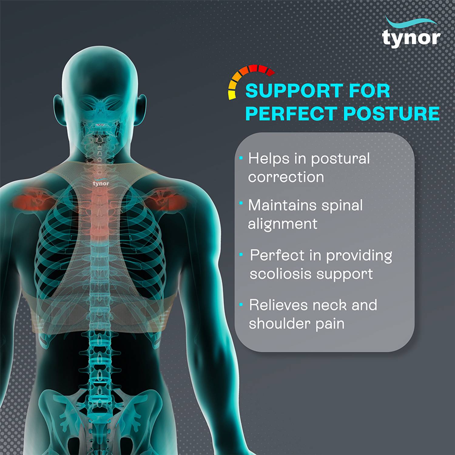 TYNOR Posture Corrector, Grey, Small - Image 2