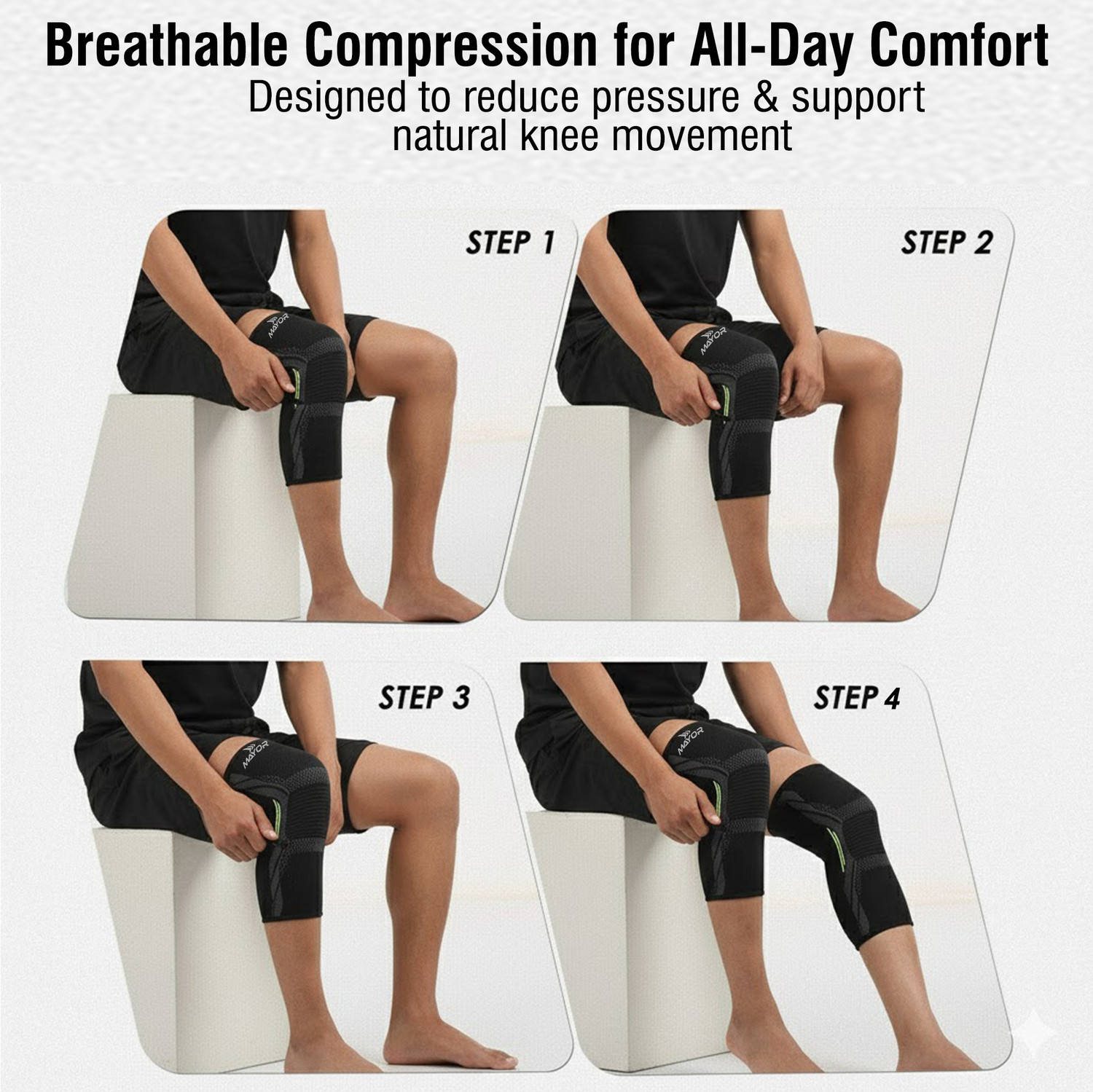 Image of MAYOR Knee Support for Men & Women | Pain Relief & Comfort for Gym, Running & Yoga Knee Support