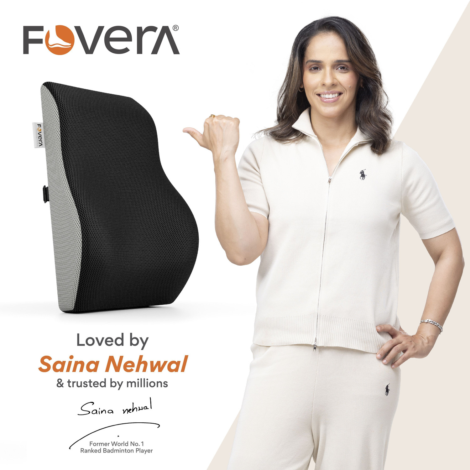 Image of FOVERA Backrest Cushion Pillow for Chair & Car, Orthopedic Memory Foam Back / Lumbar Support