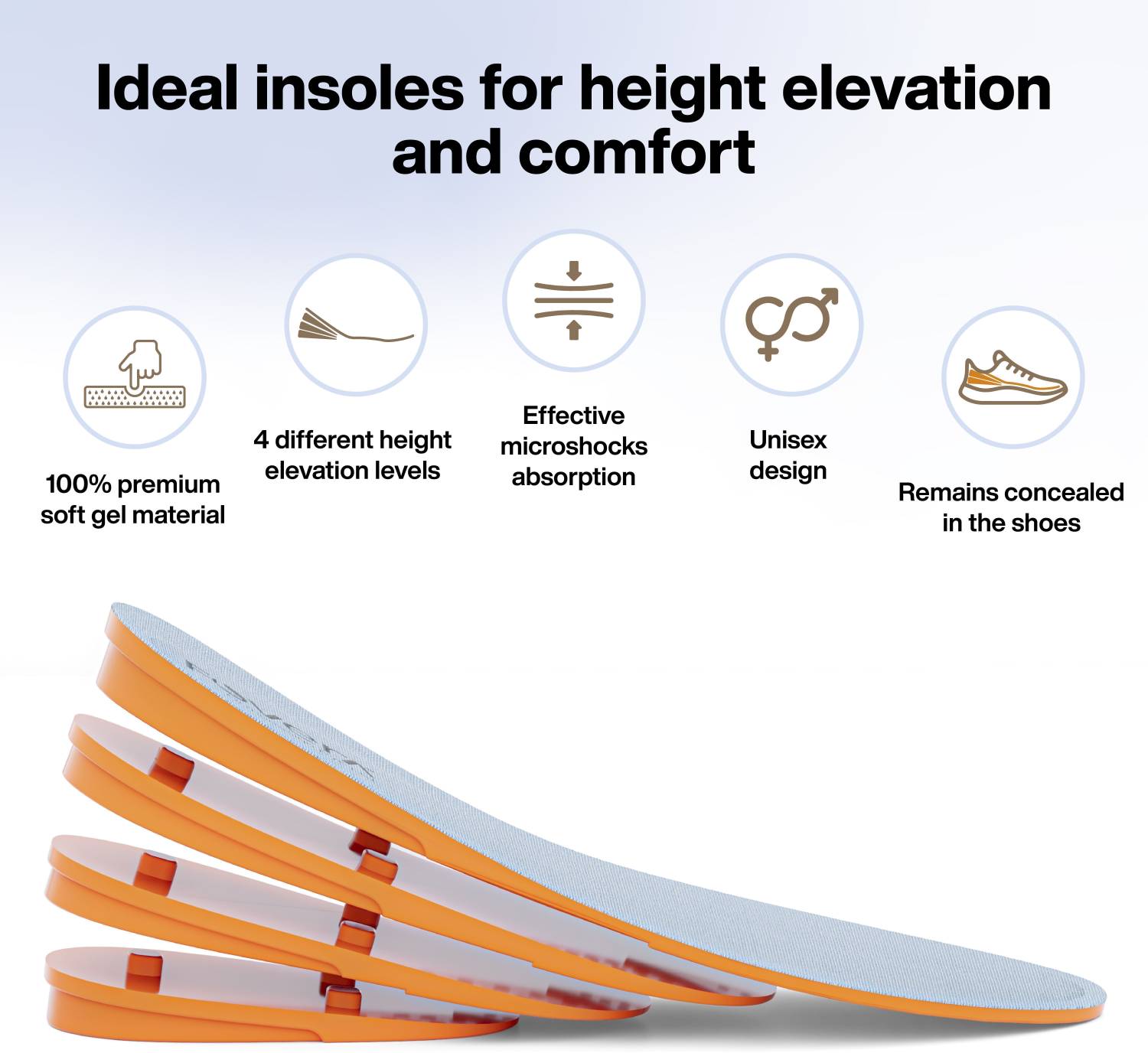 FOVERA Height Increasing Gel Insoles for Men & Women - Image 3
