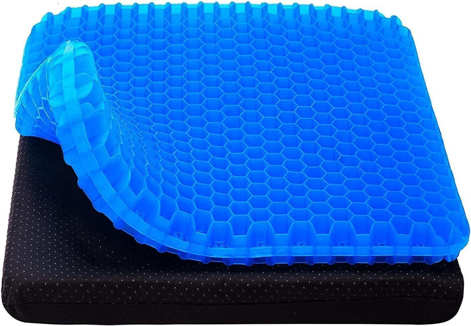Image of VISHIXIT Gel Seat Double Thick with Non-Slip Cover, Breathable Honeycomb Gel Cushion Back / Lumbar Support