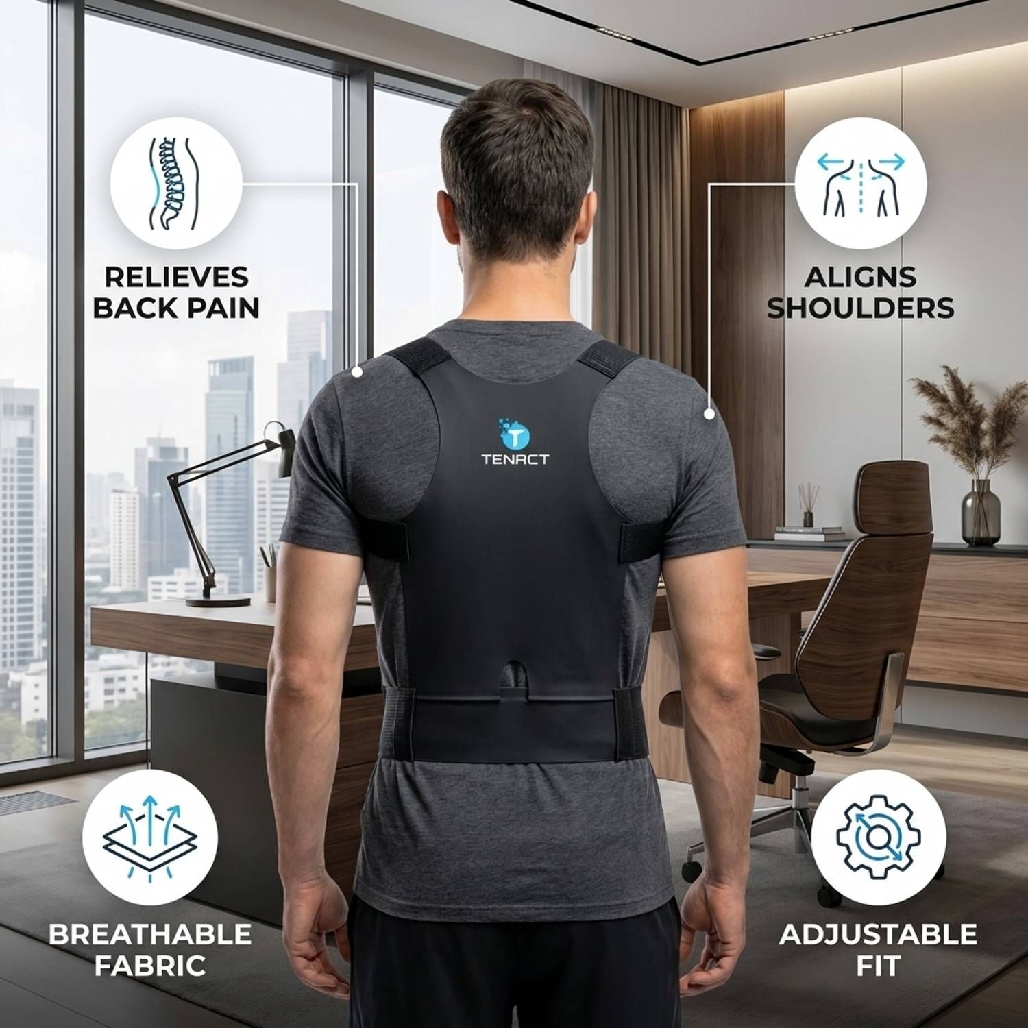 TENACT Adjustable Back Brace Posture Corrector - Image 5