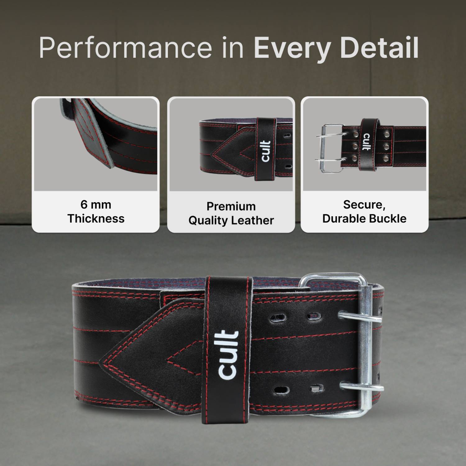 Cult Gym Belt Pro Leather Dead Lift Weight Lifting Belt - Image 4