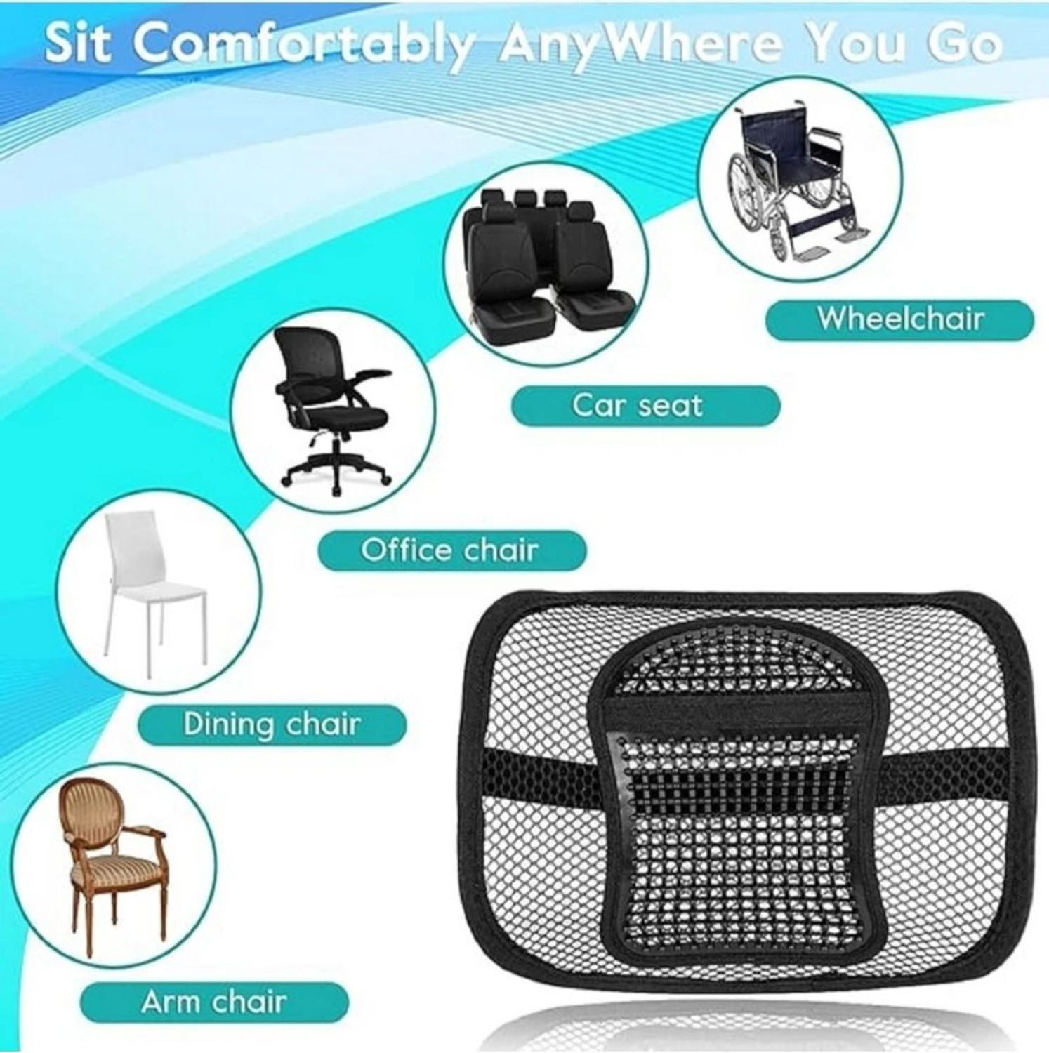 Image of RBTR Car Seat Chair Massage Back Lumbar Support Mesh Ventilate Cushion Pad Back / Lumbar Support
