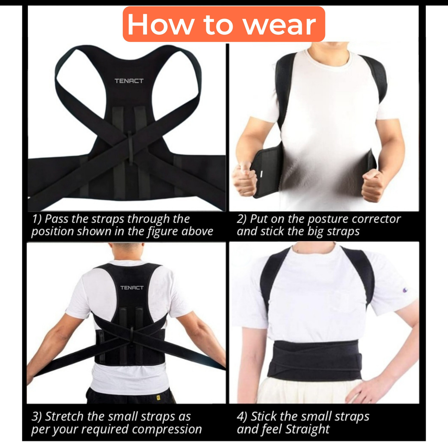 Image of TENACT Premium Shoulder Alignment Posture Corrector Belt for Men & Women Comfort Posture Corrector