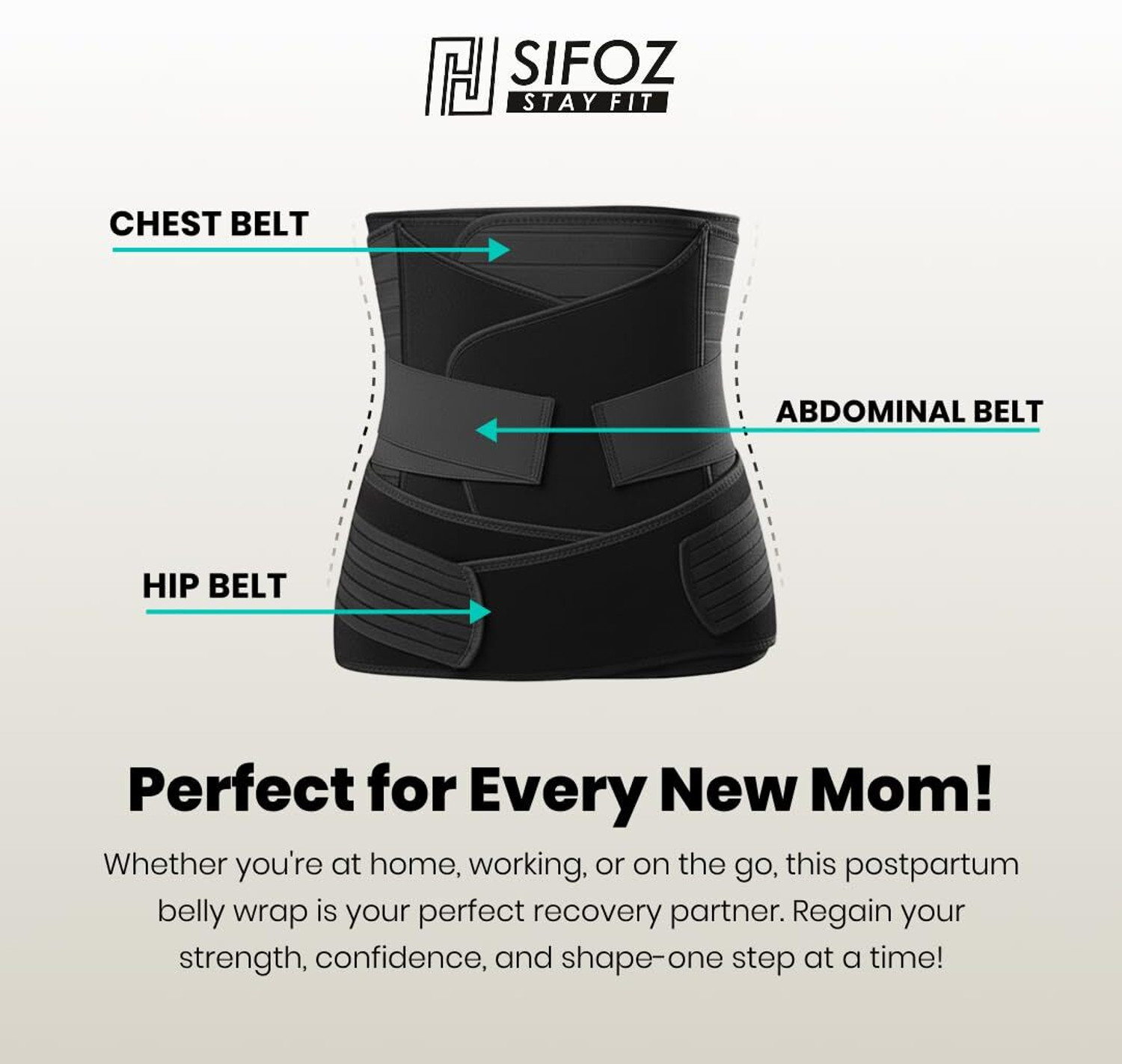Image of Sifoz Neoprene 3-in-1 Postpartum Belly Belt | Abdominal & Back Support, Free Size Back / Lumbar Support