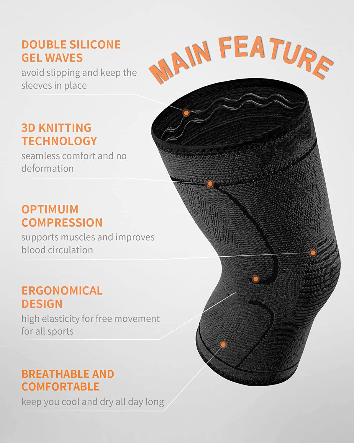 FFive Premium Knee Cap Pain Relief Fitness, Compression Fit Support -for Joint Pain Knee Support - Image 2